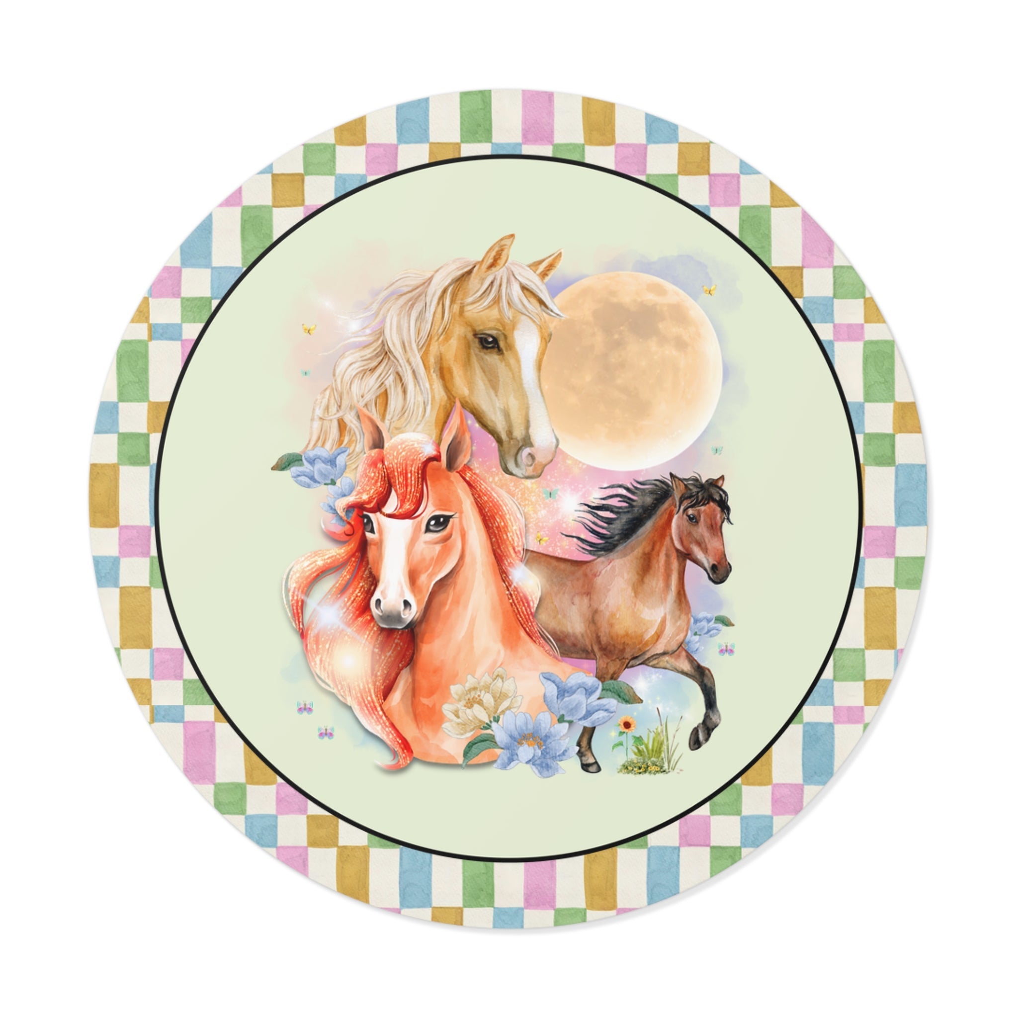 Horse Animal Lover Sticker with Butterflies and Flower - Opal and June