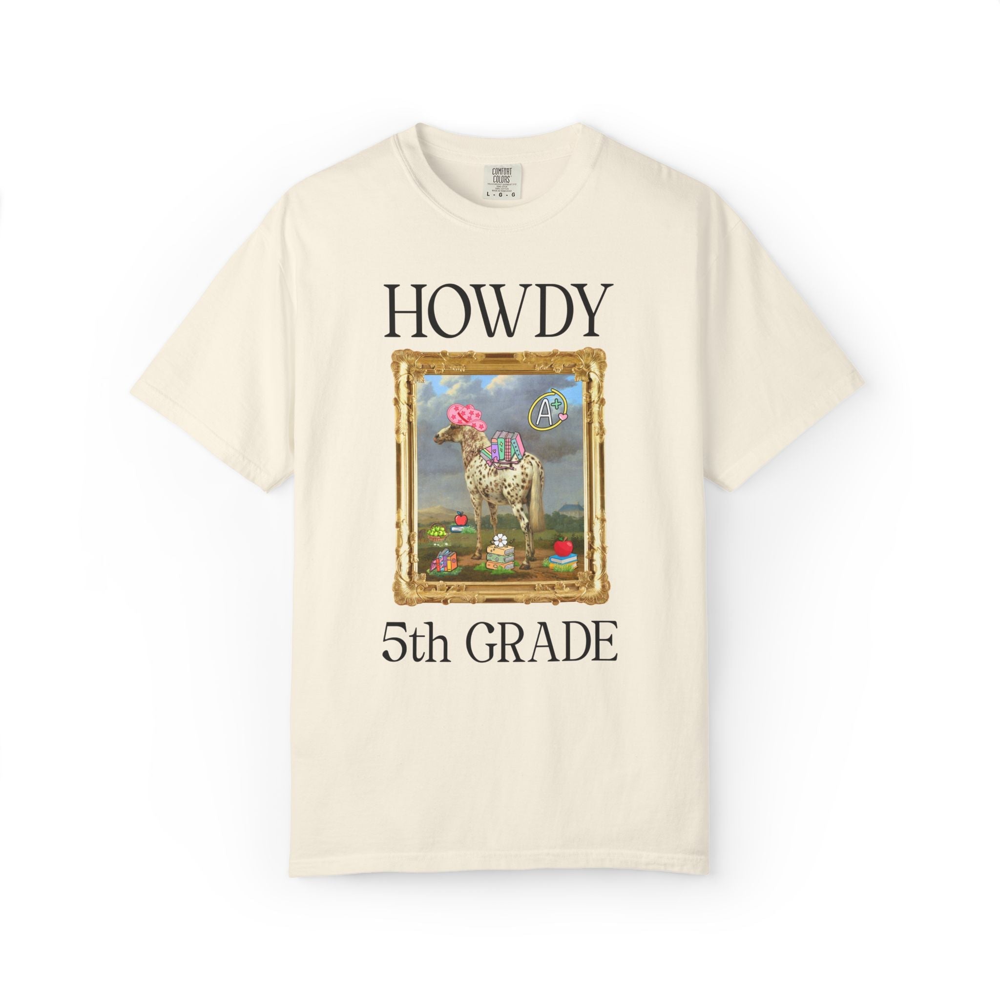 Howdy Fifth Grade Teacher Team T-Shirt with Famous Painting, Horse Painting by Paulus Potter, Back to School, 17th Century Art History - Opal and June