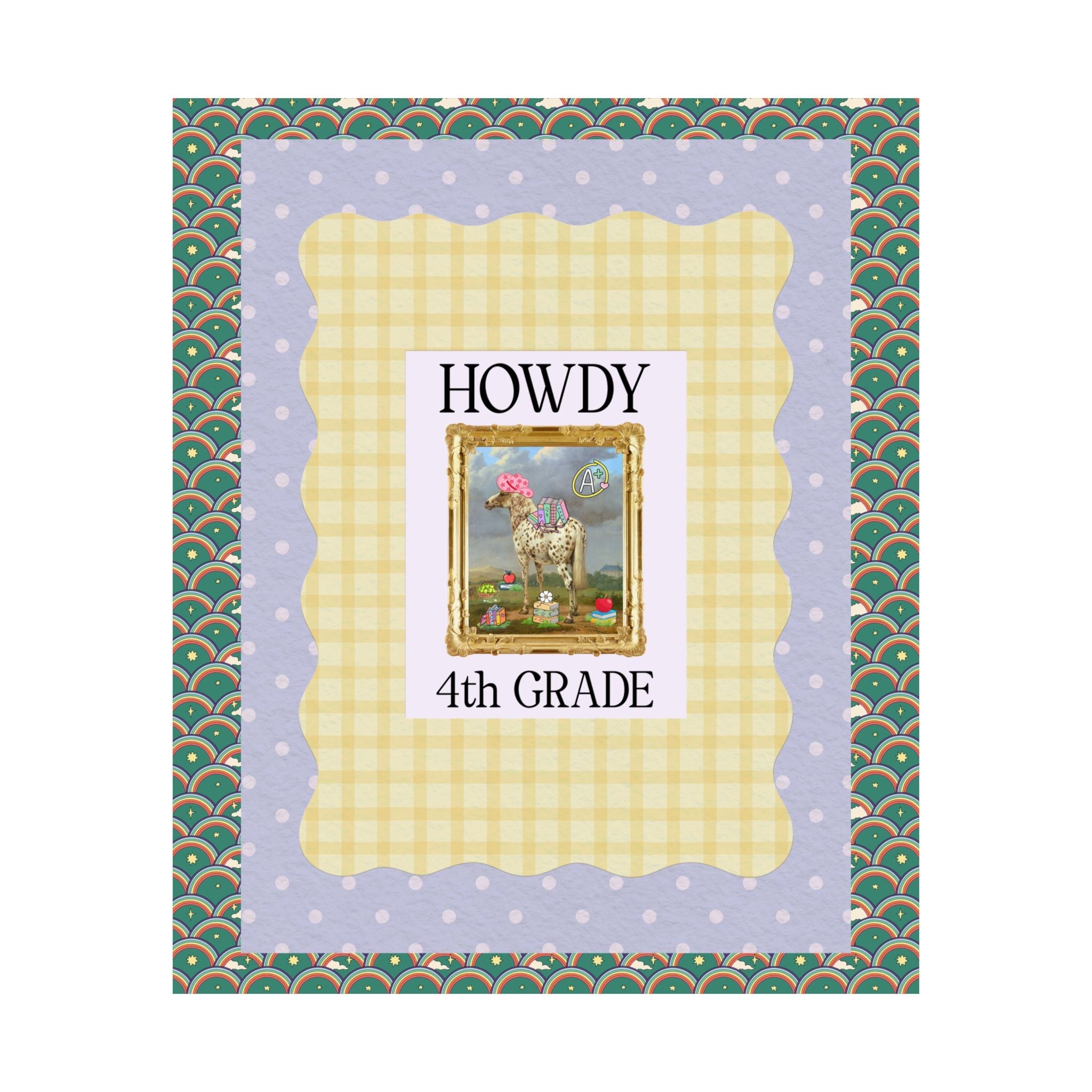 Howdy Fourth Grade Teacher Poster Print with Famous Painting - Opal and June