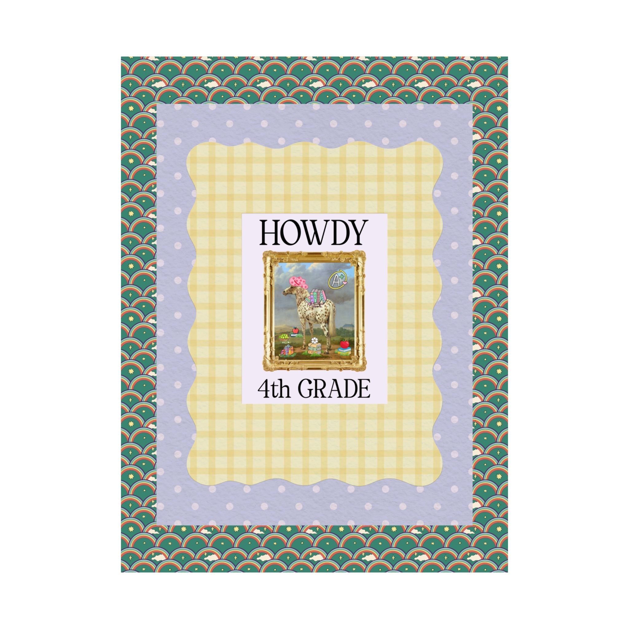 Howdy Fourth Grade Teacher Poster Print with Famous Painting - Opal and June