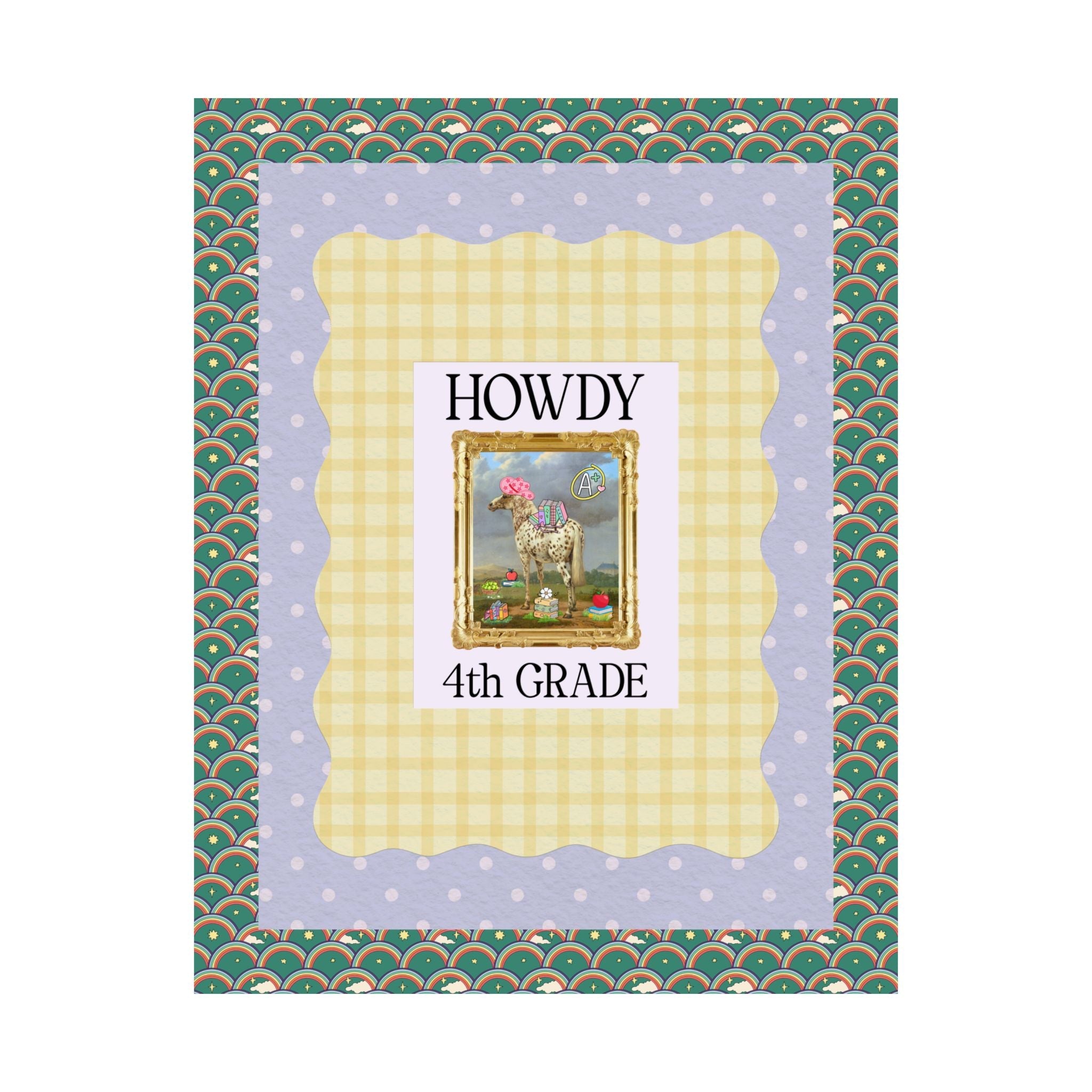 Howdy Fourth Grade Teacher Poster Print with Famous Painting - Opal and June