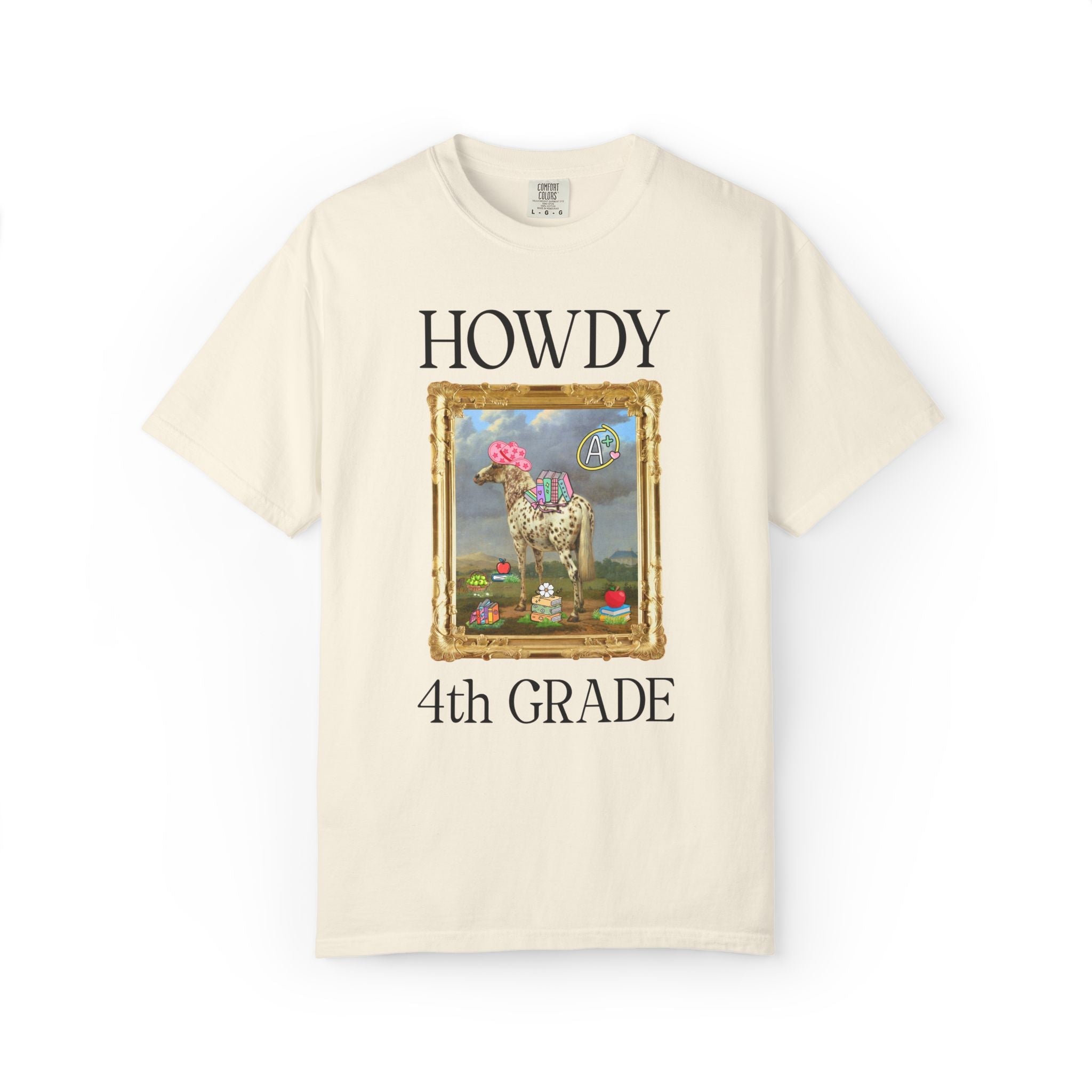Howdy Fourth Grade Teacher Team T-Shirt with Famous Painting, Horse Painting by Paulus Potter, Back to School, 17th Century Art History - Opal and June