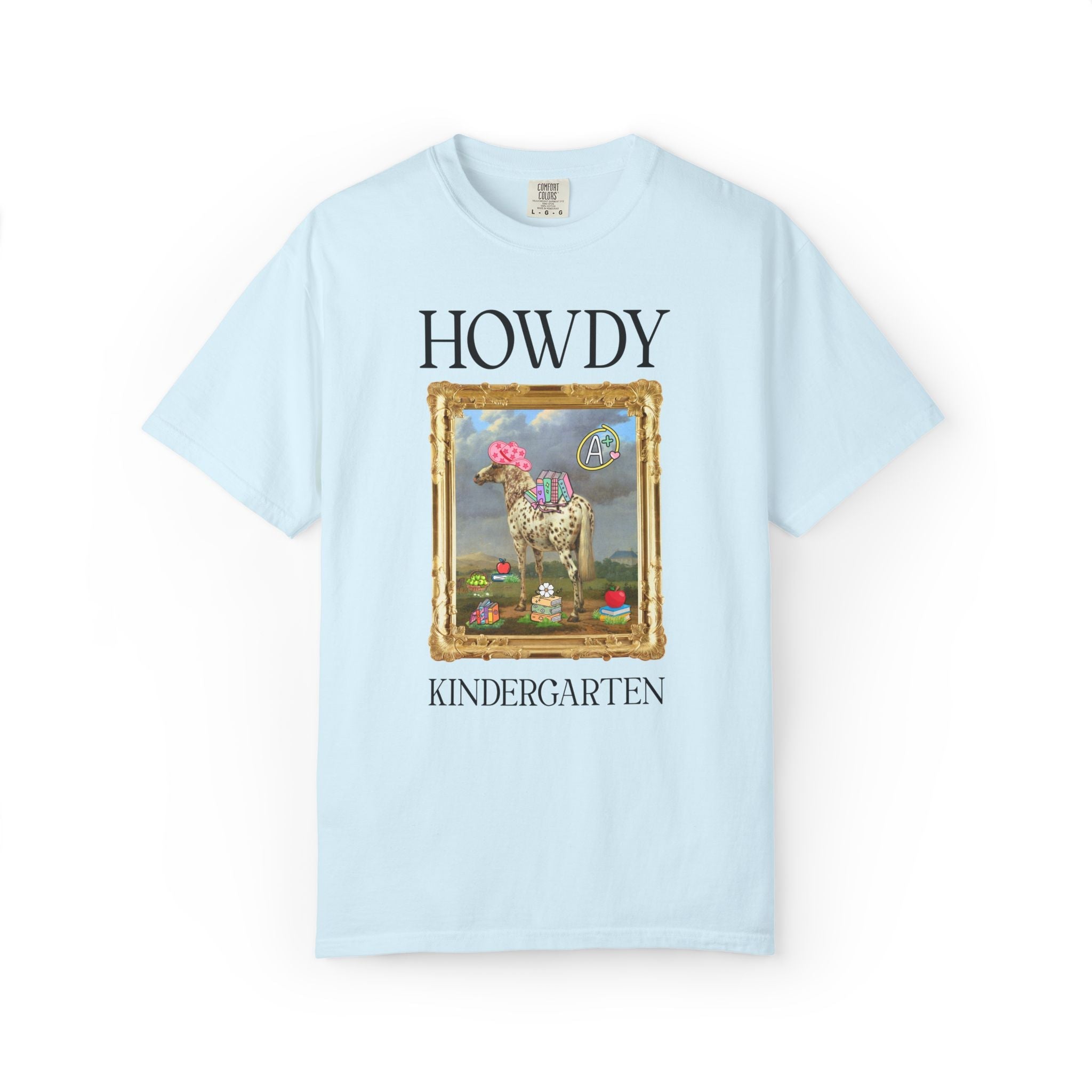 Howdy Kindergarten Teacher Team T-Shirt with Famous Painting, Horse Painting by Paulus Potter, Back to School, 17th Century Art History - Opal and June