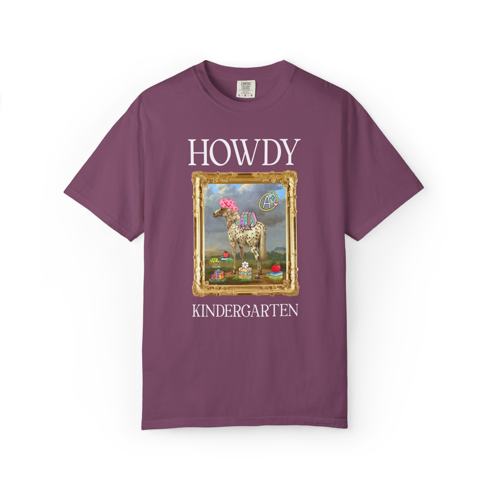 Howdy Kindergarten Teacher Team T-Shirt with Famous Painting, Horse Painting by Paulus Potter, Back to School, 17th Century Art History - Opal and June
