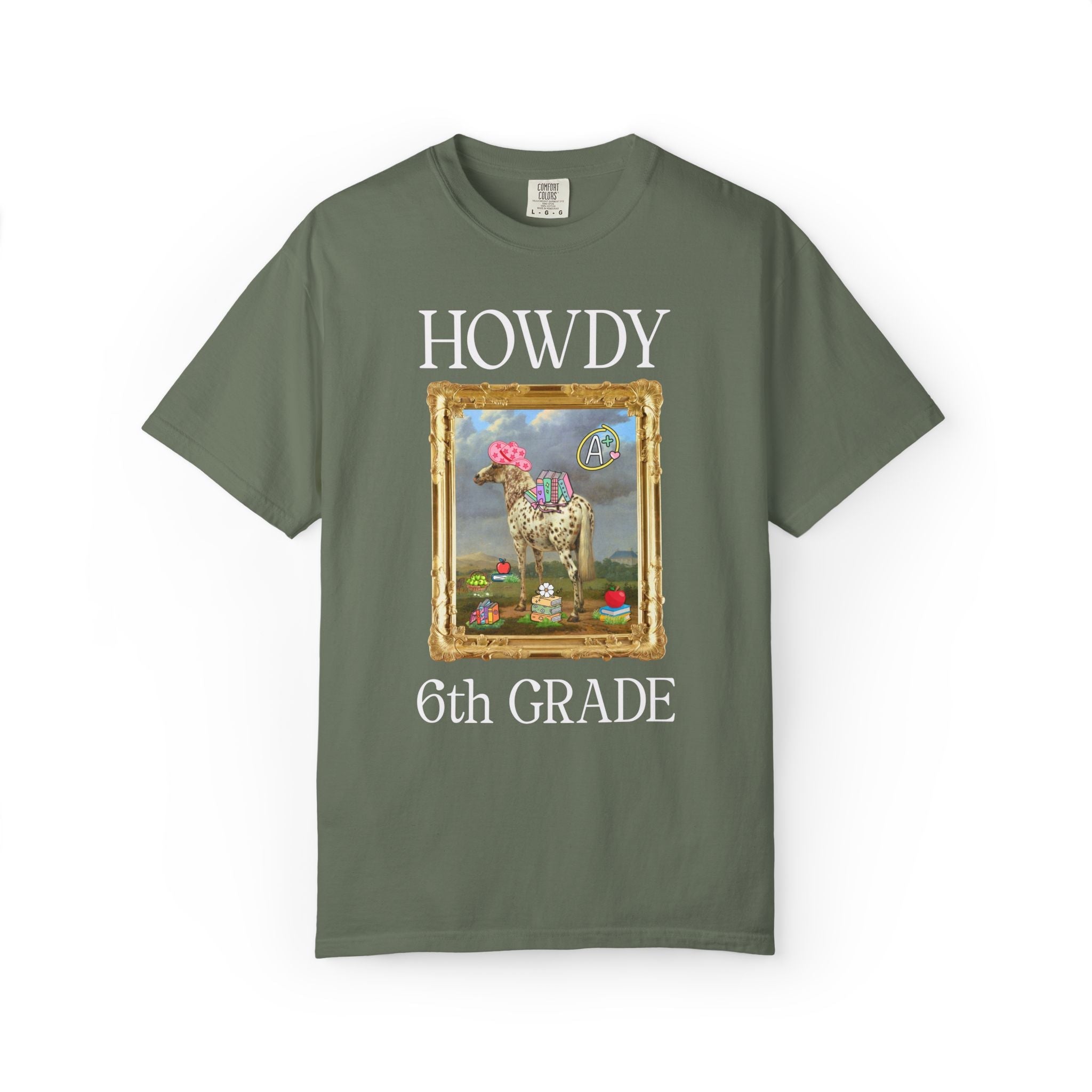 Howdy Sixth Grade Teacher Team T-Shirt with Famous Painting, Horse Painting by Paulus Potter, Back to School, 17th Century Art History - Opal and June