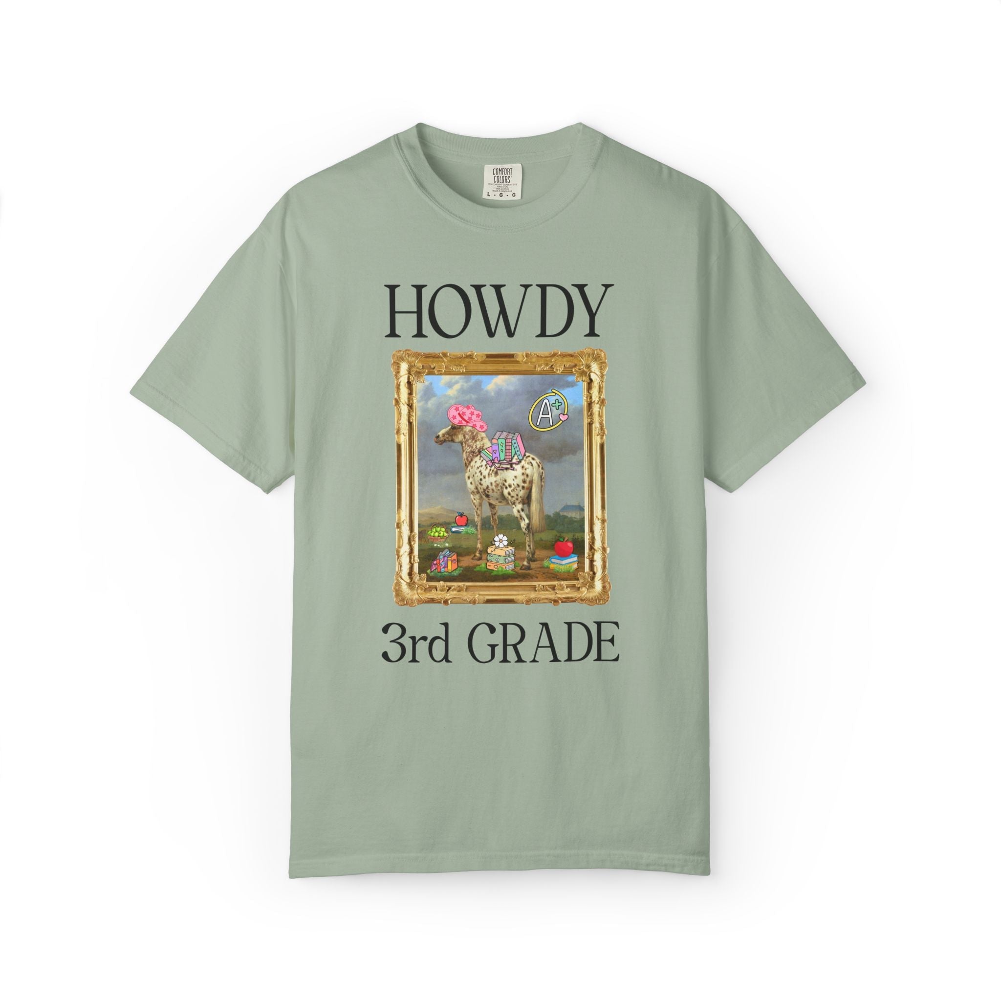Howdy Third Grade Teacher Team T-Shirt with Famous Painting, Horse Painting by Paulus Potter, Back to School, 17th Century Art History - Opal and June