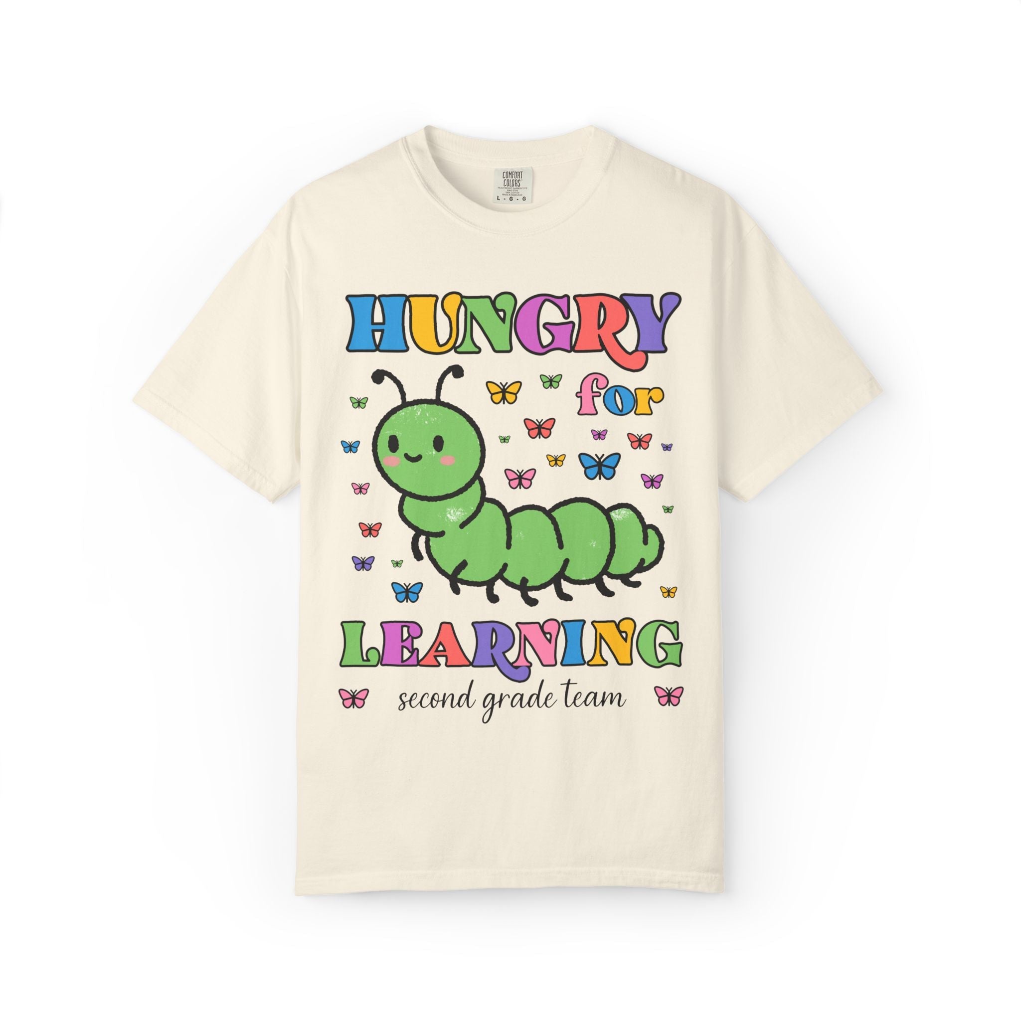 Hungry for Learning Matching School Office Staff or Elementary School Teacher T-Shirt, Colorful Maximalist 90s Throwback Back to School Tee - Opal and June