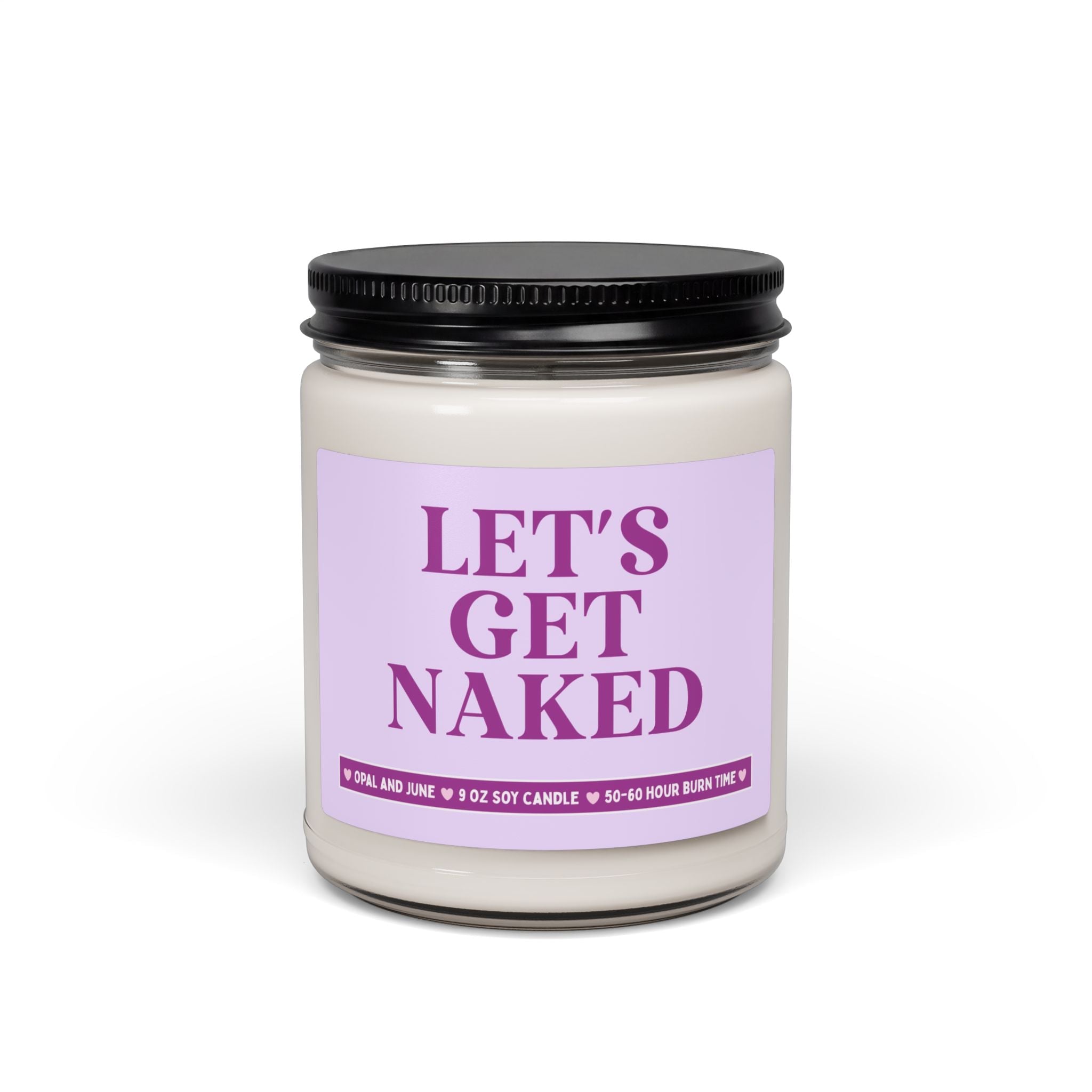 Husband or Wife Gift for Valentine's Day or Birthday: Let's Get Naked 9 Oz Soy Candle, Funny Boyfriend or Girlfriend Anniversary Gift - Opal and June