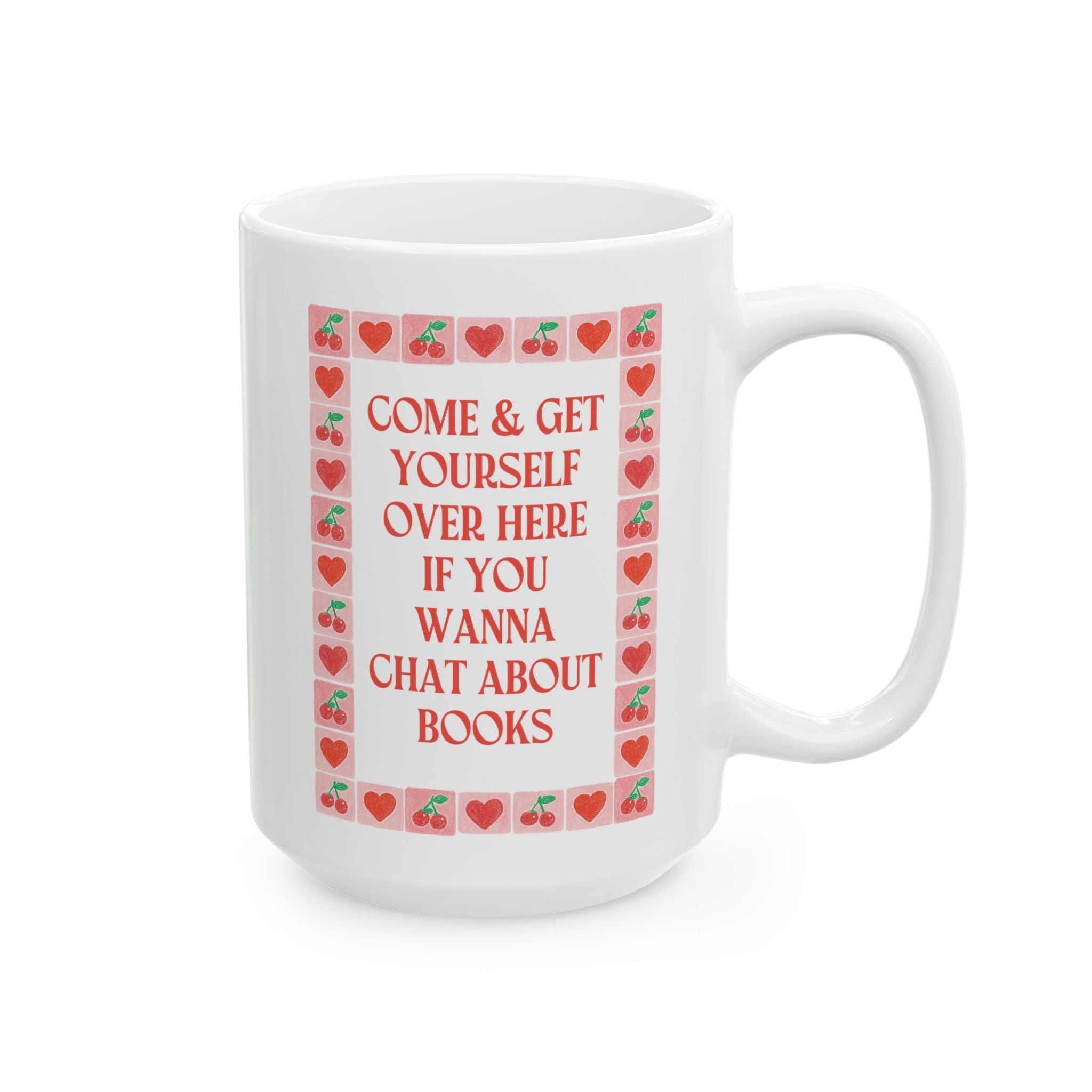 If You Wanna Chat About Books Coffee Mug: Funny Book Lover 15 oz Coffee Mug for Bookworm, Romance Reader, Mystery or Horror Novelist Gift - Opal and June