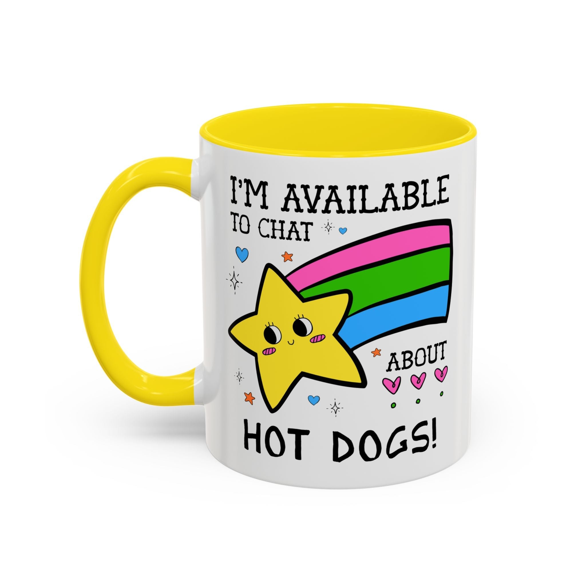 I'm Available to Chat About Hot Dogs Coffee Mug: Funny Saying Hot Dog Lover Present for Dad Who Loves Hot Dogs and Grilling - Opal and June