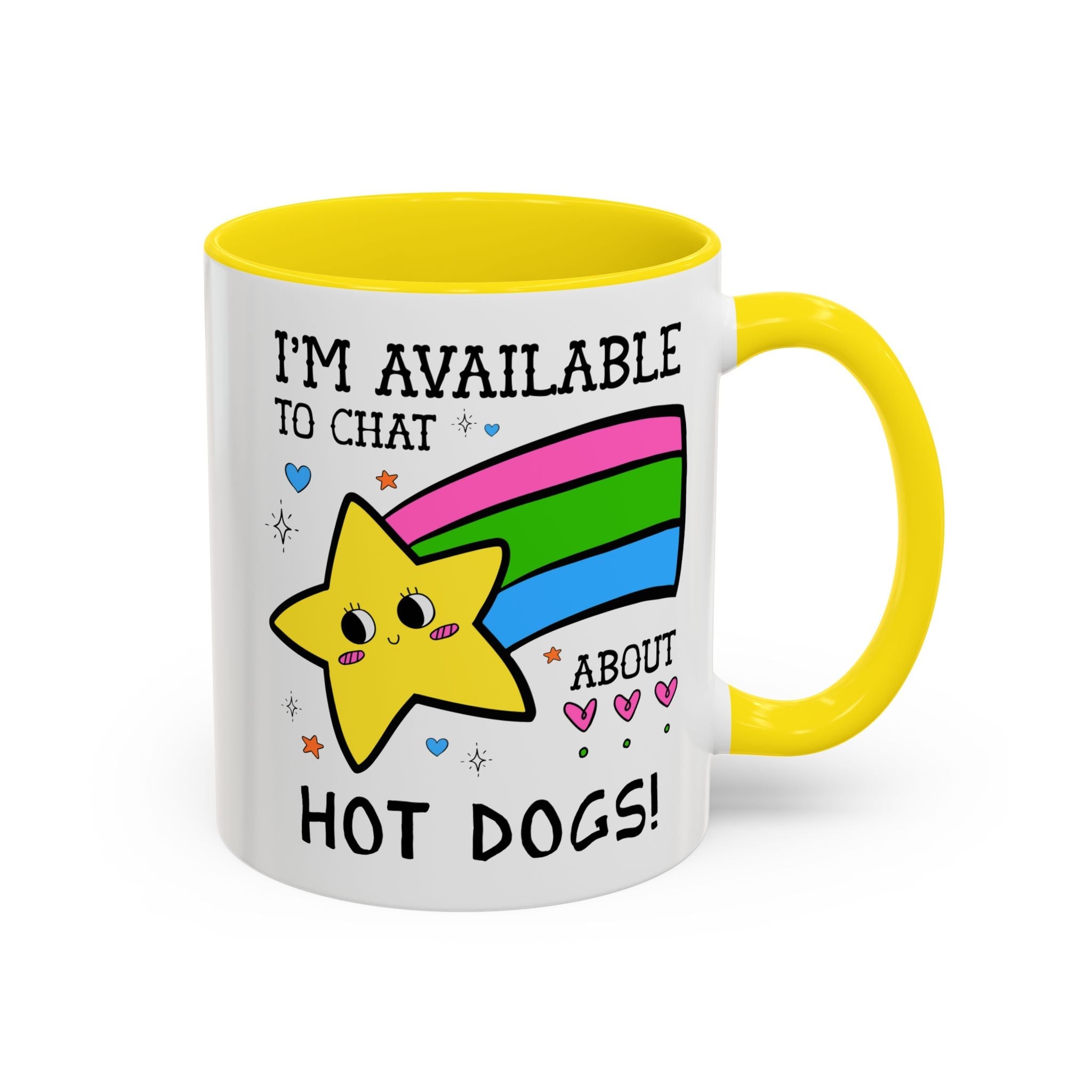 I'm Available to Chat About Hot Dogs Coffee Mug: Funny Saying Hot Dog Lover Present for Dad Who Loves Hot Dogs and Grilling - Opal and June