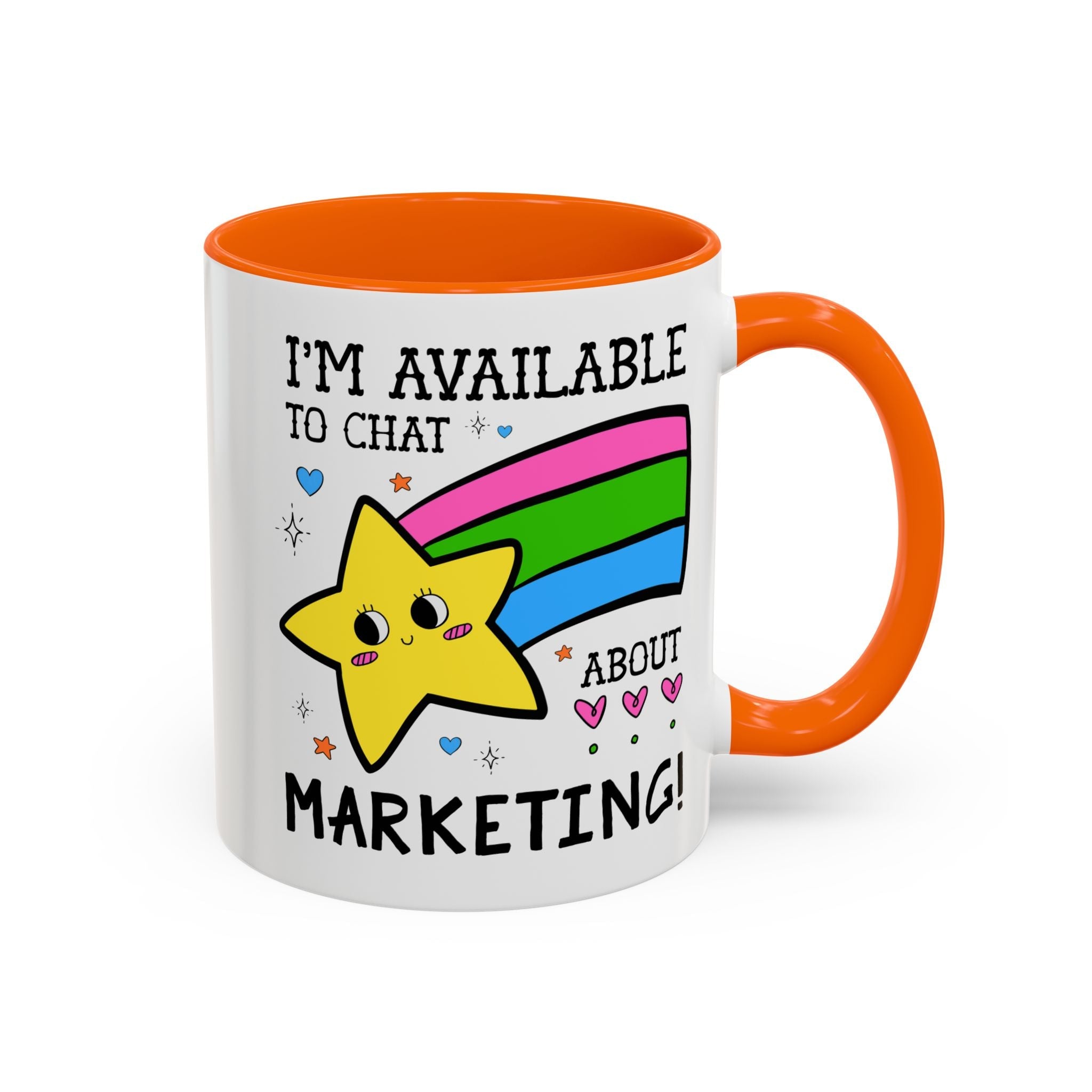 I'm Available to Chat About Marketing Coffee Mug: Cute and Silly Marketing Major Gift for Student Gradating with a Marketing Degree - Opal and June
