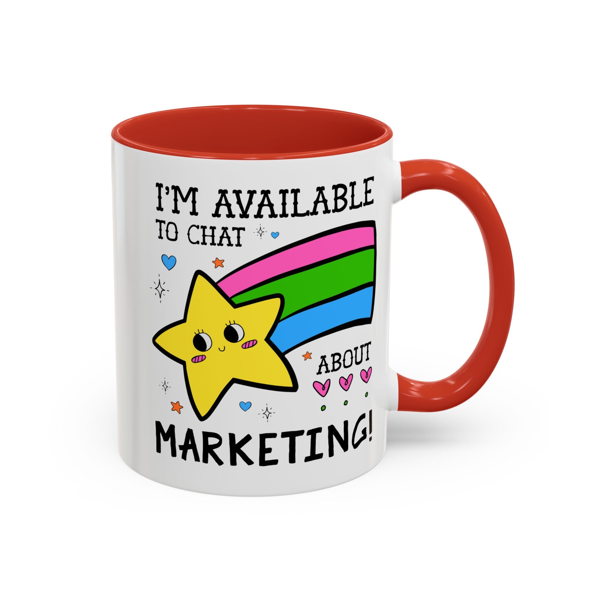 I'm Available to Chat About Marketing Coffee Mug: Cute and Silly Marketing Major Gift for Student Gradating with a Marketing Degree - Opal and June