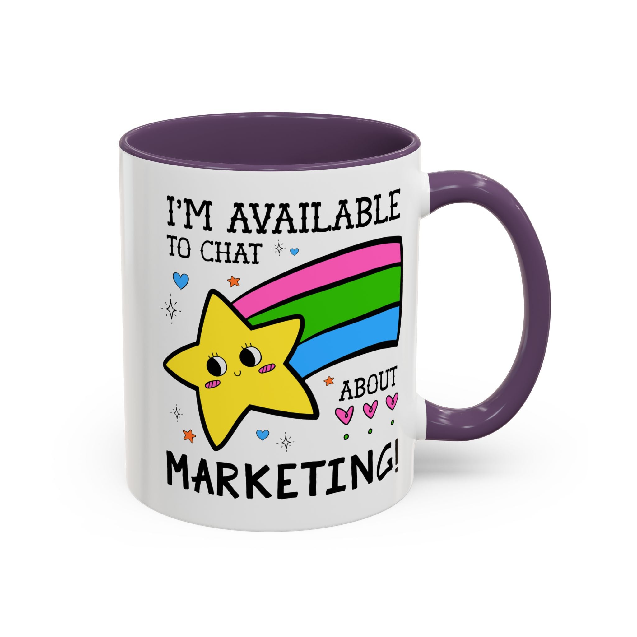 I'm Available to Chat About Marketing Coffee Mug: Cute and Silly Marketing Major Gift for Student Gradating with a Marketing Degree - Opal and June
