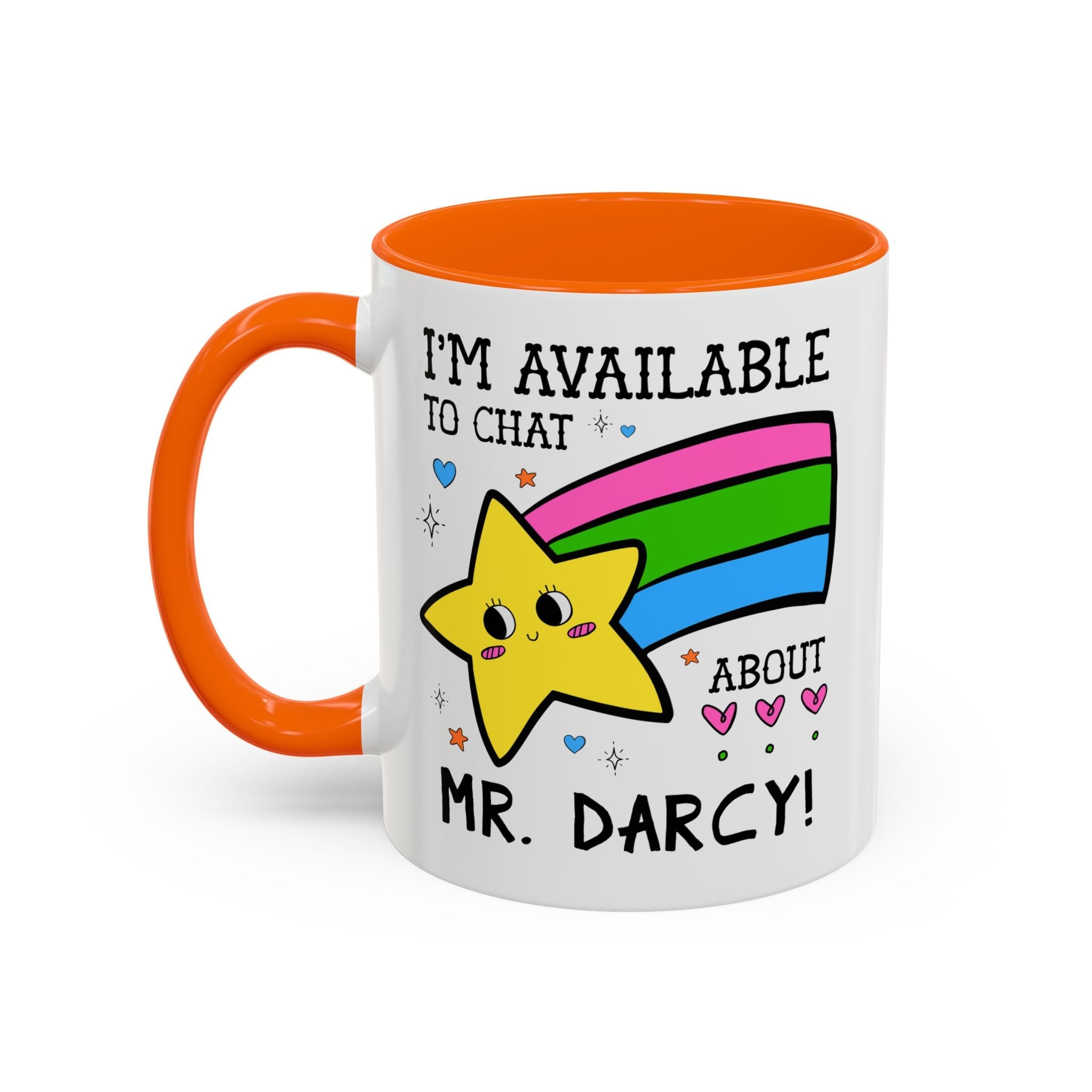 I'm Available to Chat About Mr. Darcy Coffee Mug: Funny Saying Romance Reader Gift for Jane Austen Bookworm - Opal and June