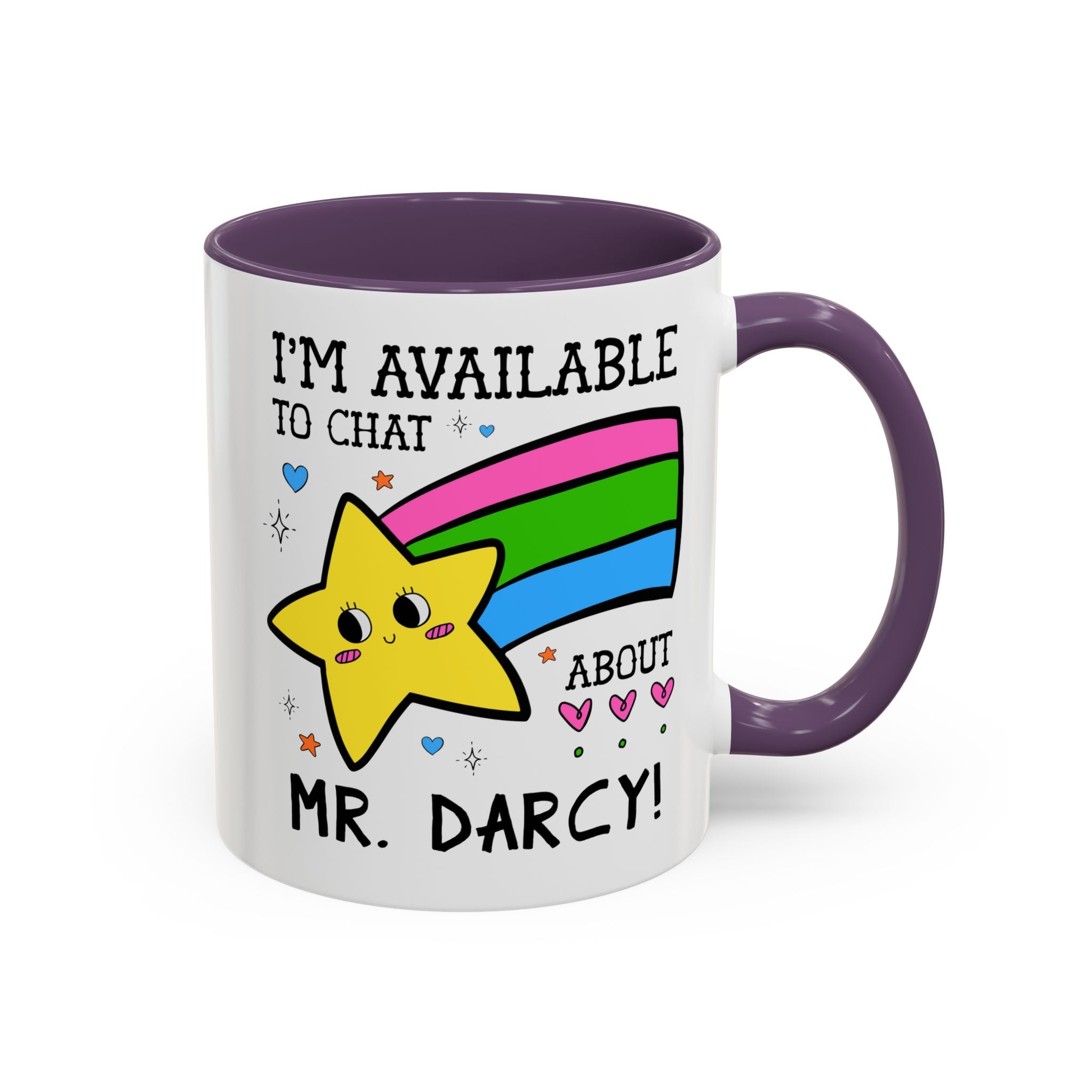 I'm Available to Chat About Mr. Darcy Coffee Mug: Funny Saying Romance Reader Gift for Jane Austen Bookworm - Opal and June