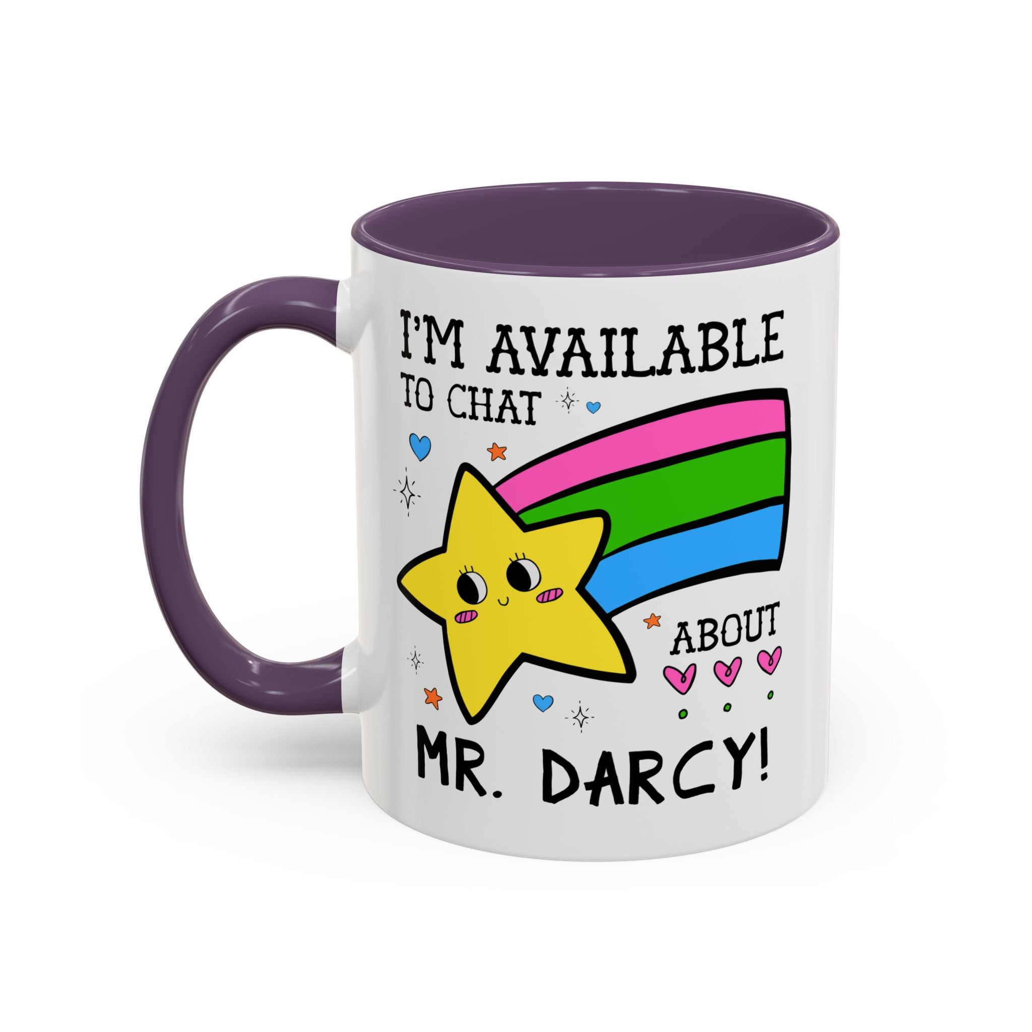 I'm Available to Chat About Mr. Darcy Coffee Mug: Funny Saying Romance Reader Gift for Jane Austen Bookworm - Opal and June