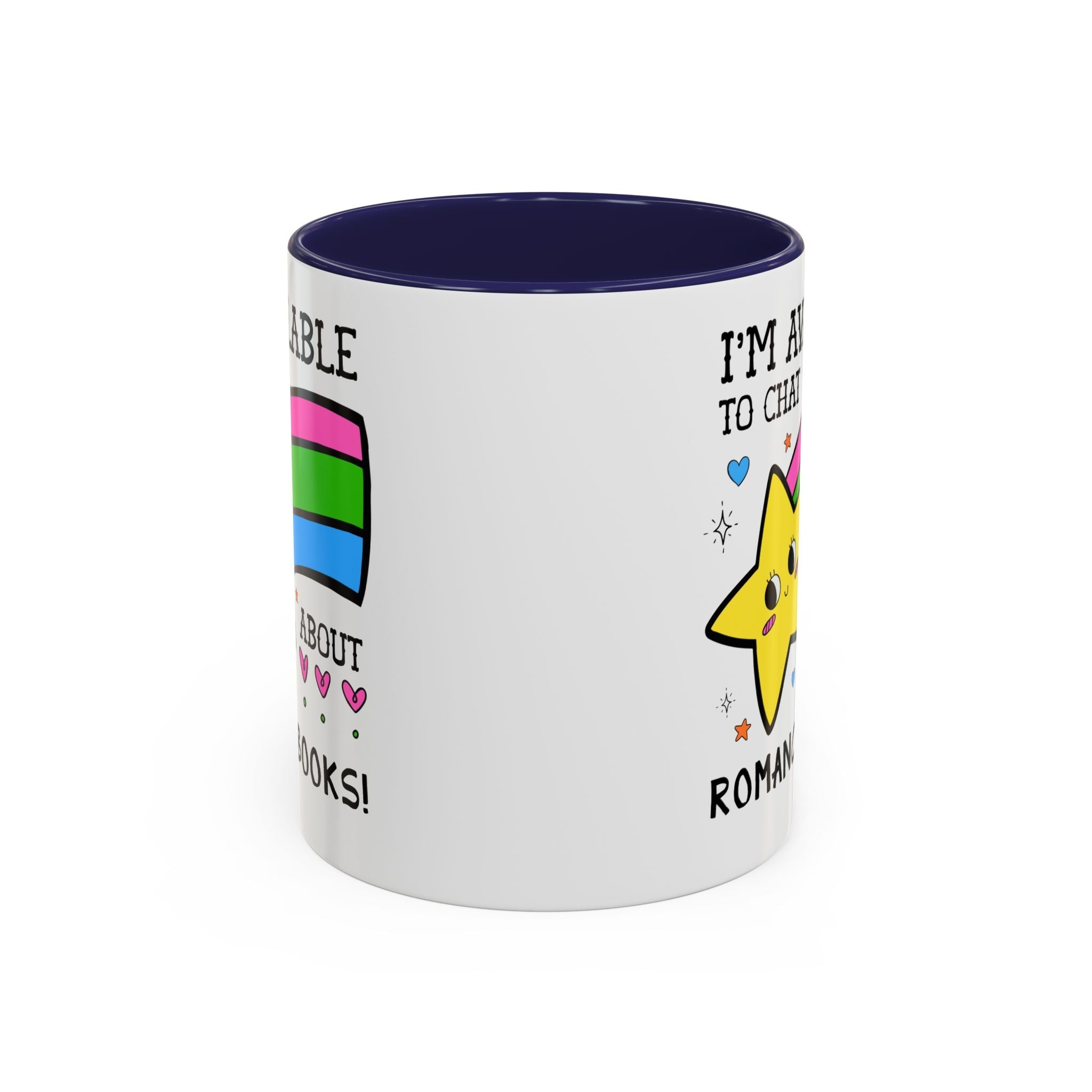 I'm Available to Chat About Romance Books Coffee Mug: Funny Saying Book Lover Gift Idea for Bookworm Who Loves Romance Novels, 11 Oz Mug - Opal and June