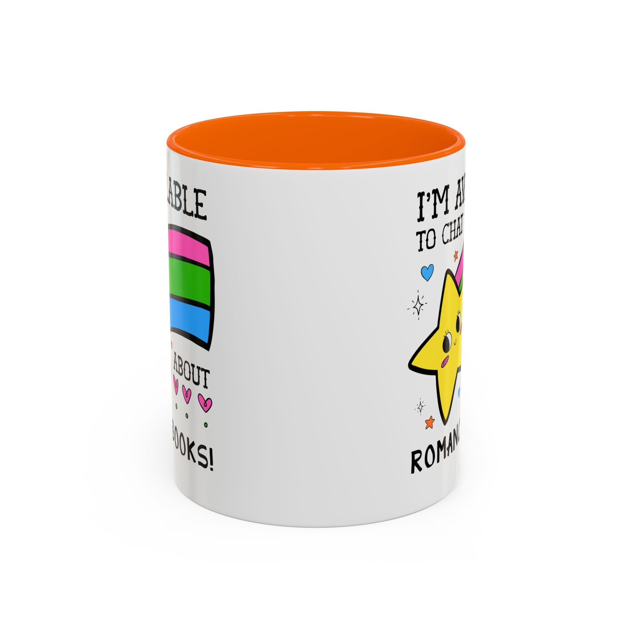 I'm Available to Chat About Romance Books Coffee Mug: Funny Saying Book Lover Gift Idea for Bookworm Who Loves Romance Novels, 11 Oz Mug - Opal and June