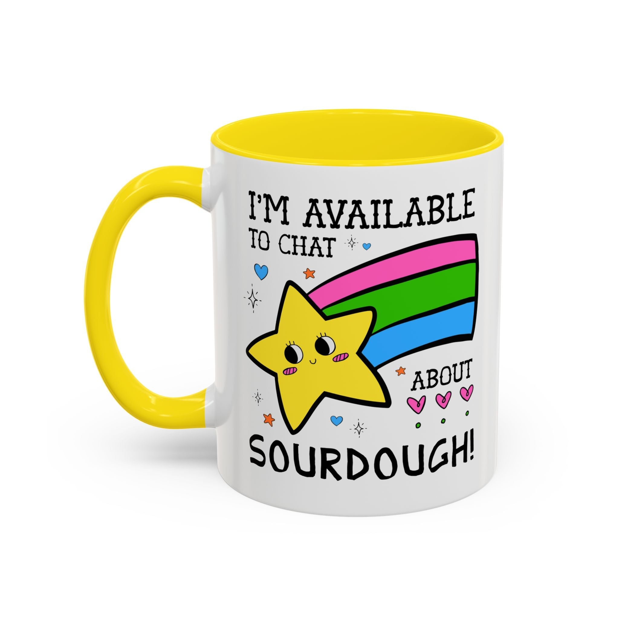 I'm Available to Chat About Sourdough Coffee Mug: Funny Saying 11 Oz Coffee Mug for Friend who Bakes Sourdough Bread - Opal and June