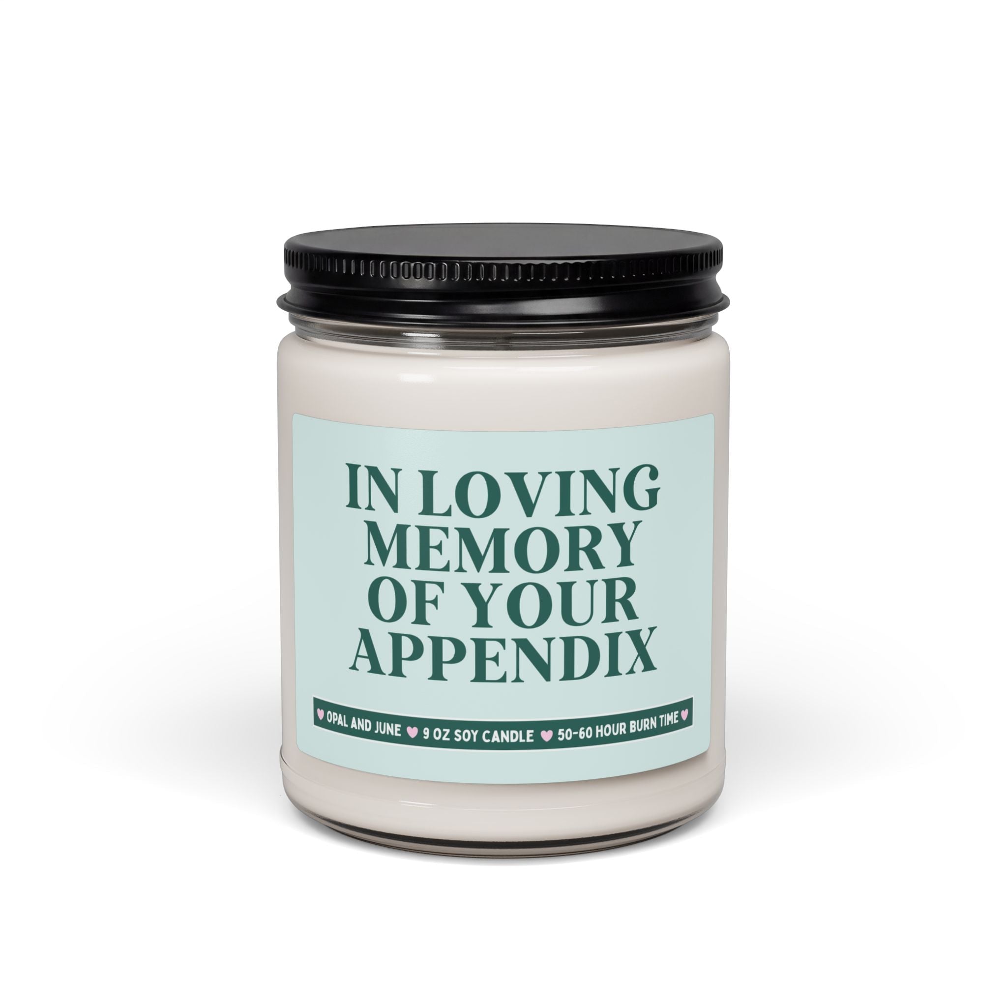 In Loving Memory of Your Appendix: Silly Appendicitis Stomach Surgery Recovery Gift for Friend Getting Their Appendix Removed, 9 oz Candle - Opal and June