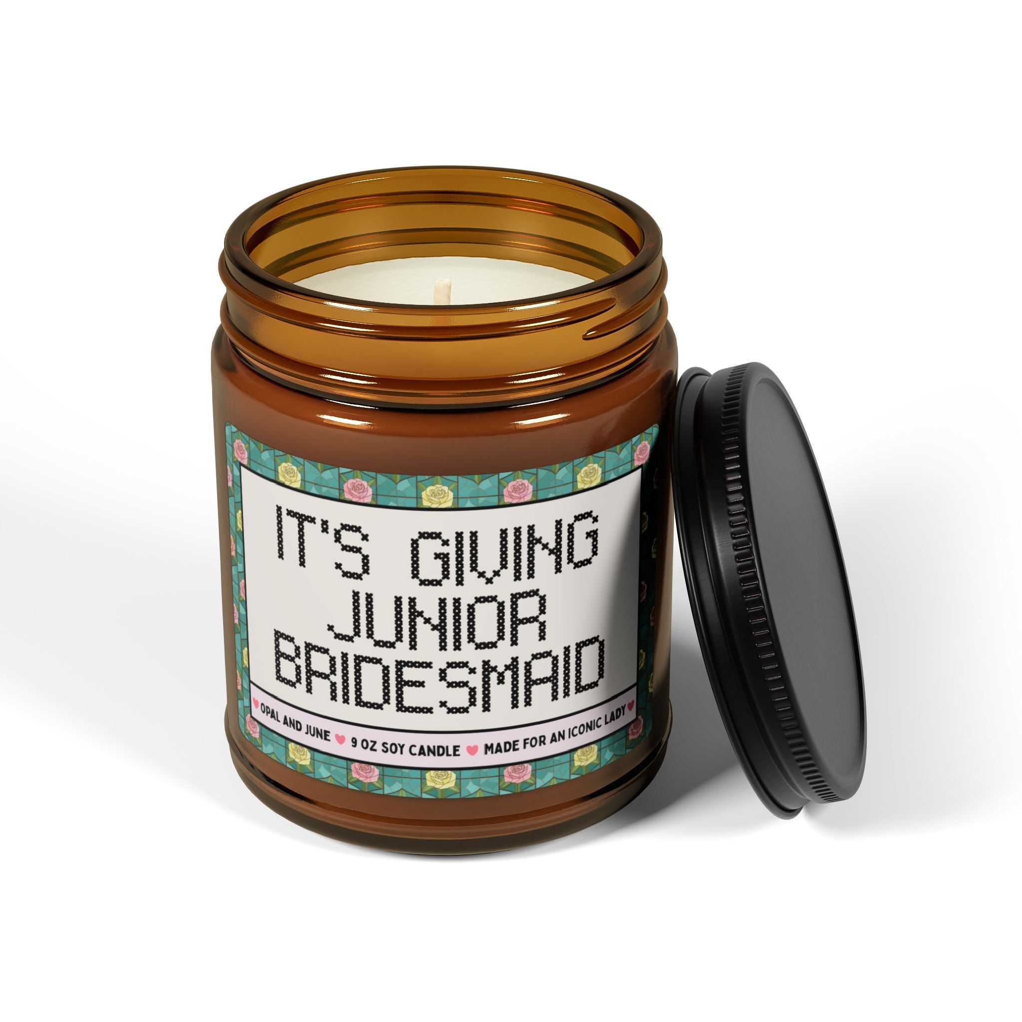 Its Giving Junior Bridesmaid Candle, Junior Bridesmaid Proposal Gift with Flowers, Cute Soy Candle from the Bride - Opal and June