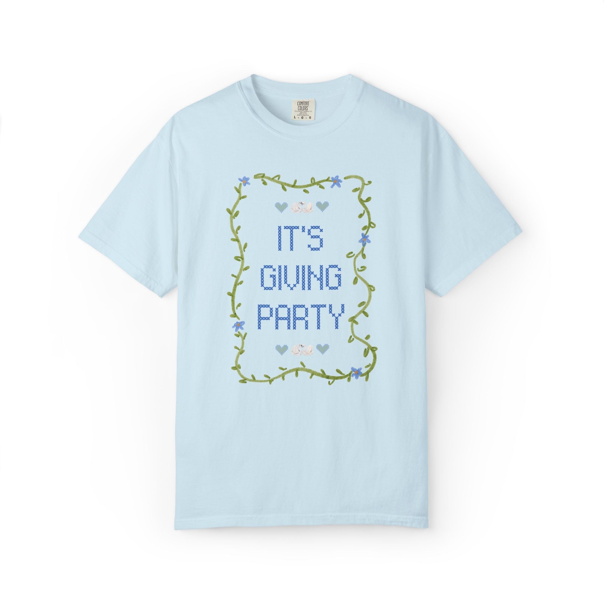 It's Giving Mrs. Bridal and Matching Bachelorette Tee Shirt with Swans and Flowers: Cute and Nostalgic Bachelorette Party Bridesmaid Tee - Opal and June