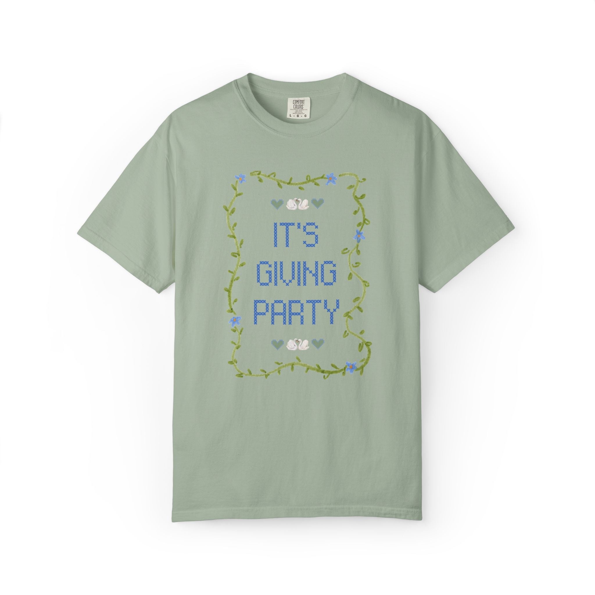It's Giving Mrs. Bridal and Matching Bachelorette Tee Shirt with Swans and Flowers: Cute and Nostalgic Bachelorette Party Bridesmaid Tee - Opal and June