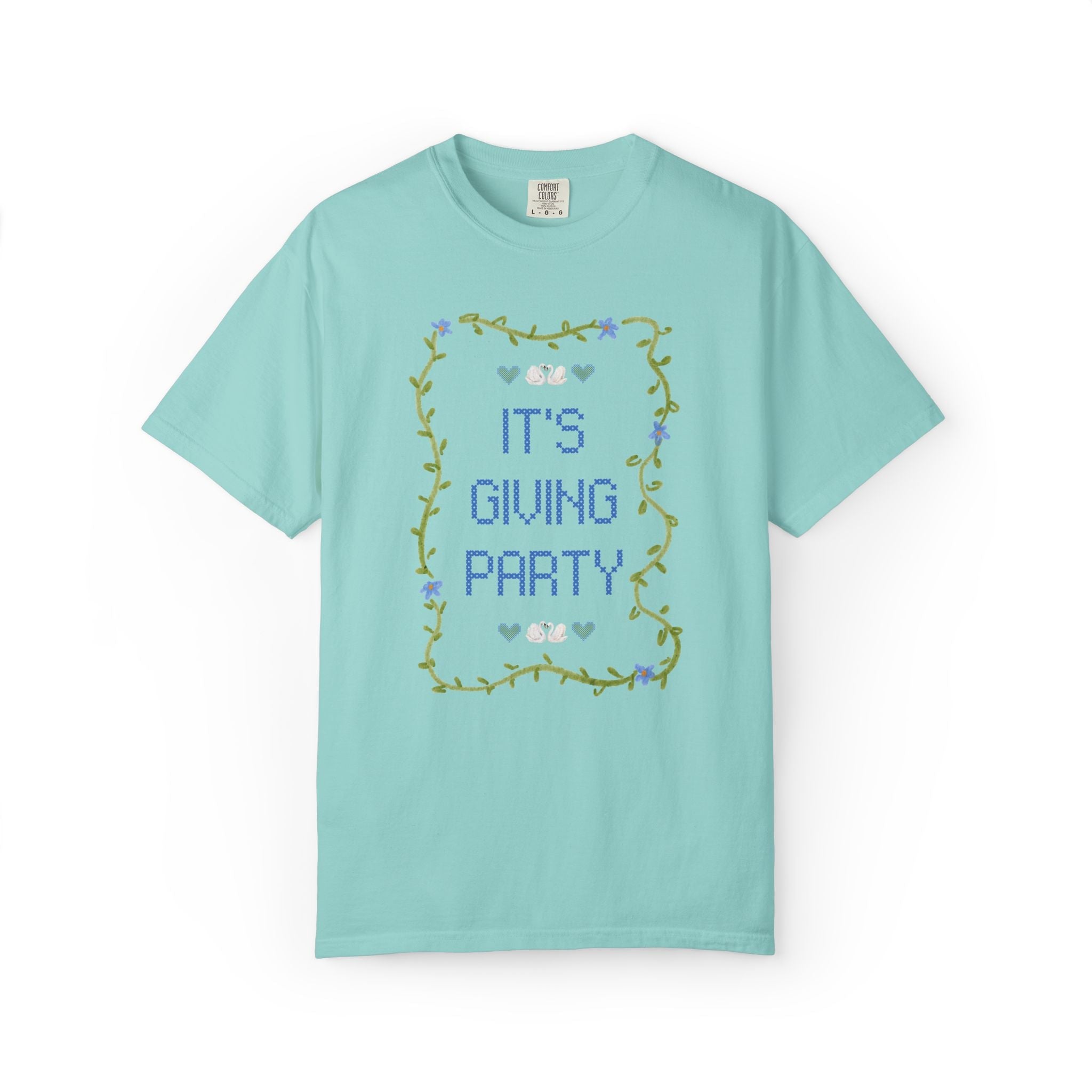 It's Giving Mrs. Bridal and Matching Bachelorette Tee Shirt with Swans and Flowers: Cute and Nostalgic Bachelorette Party Bridesmaid Tee - Opal and June