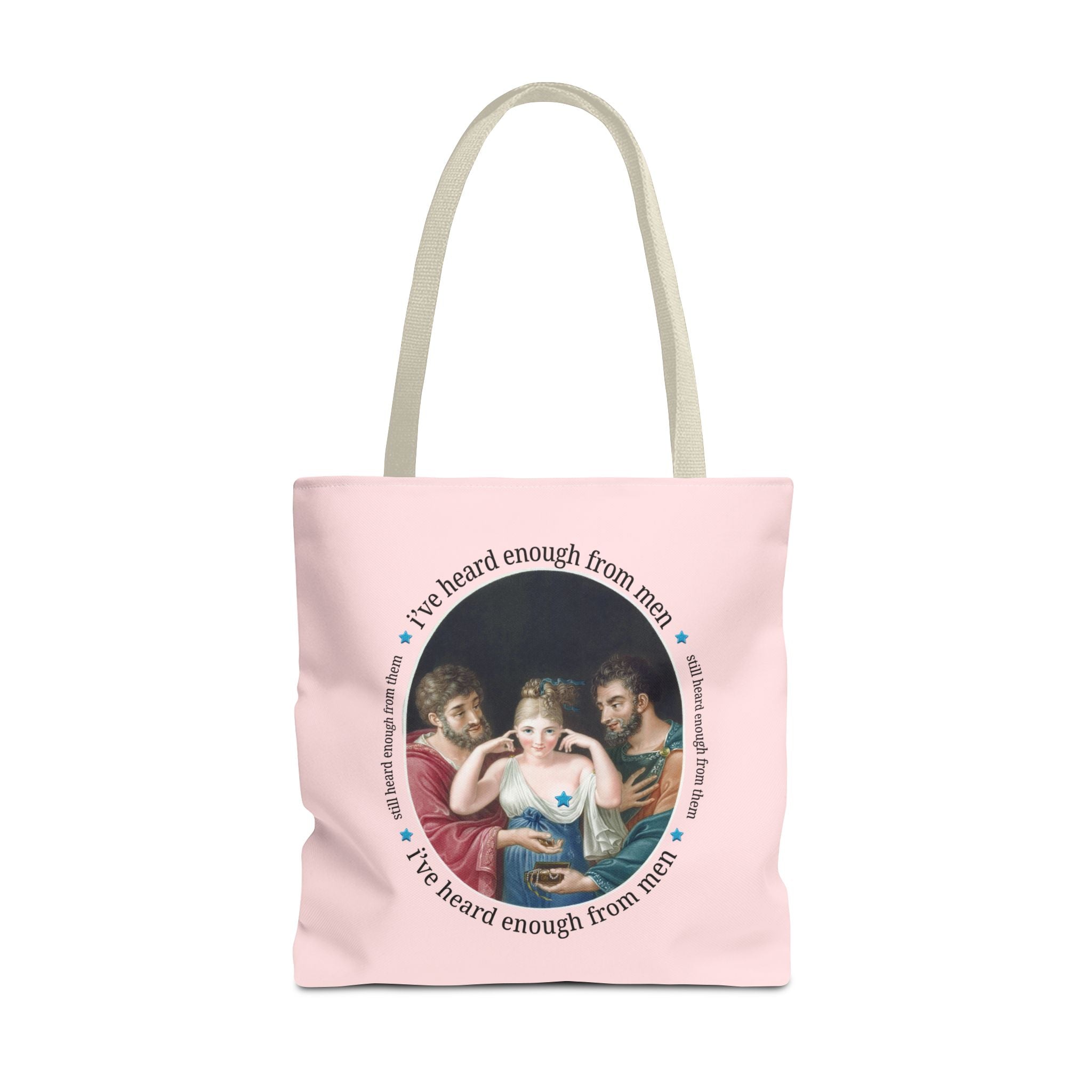 I've Heard Enough From Men Feminist Art History Tote Bag, Funny Sarcastic Goblincore Tote with 19th Century Painting, Women's Rights Gift - Opal and June