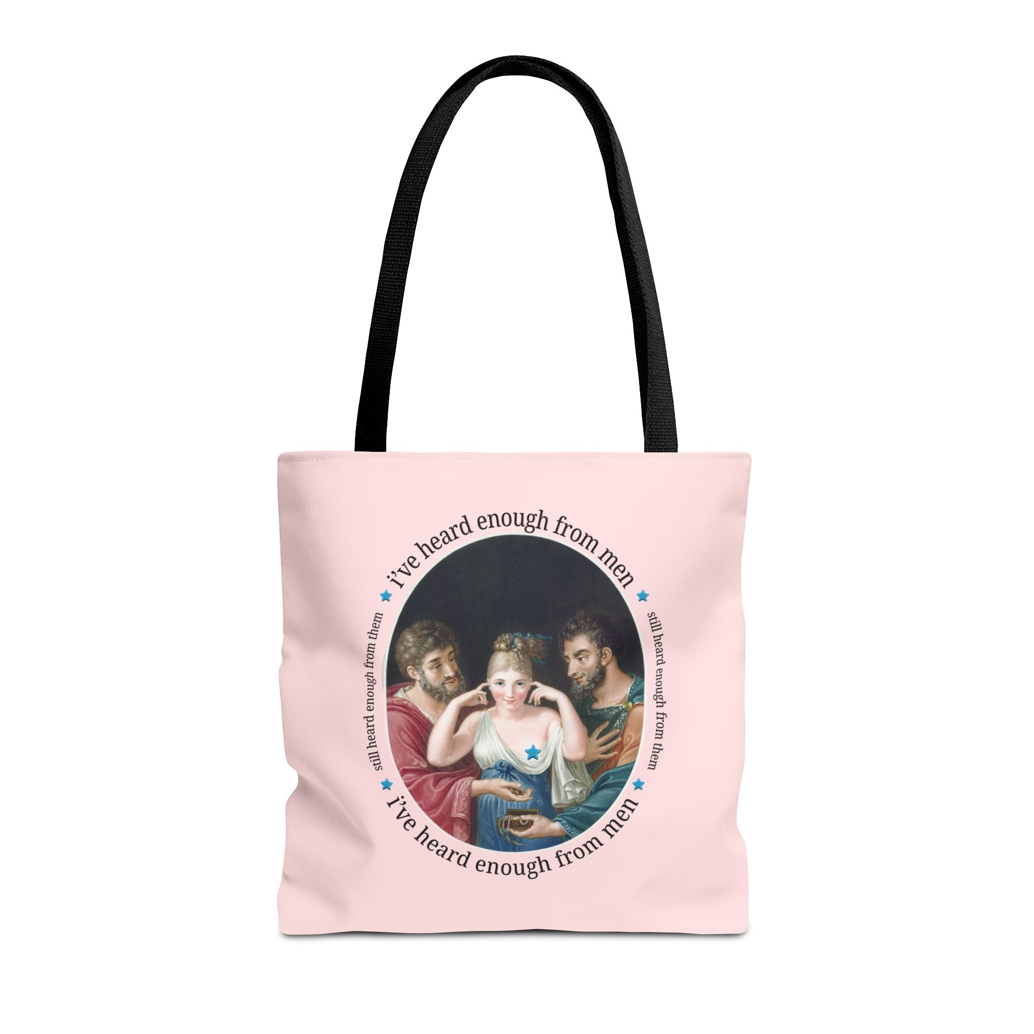 I've Heard Enough From Men Feminist Art History Tote Bag, Funny Sarcastic Goblincore Tote with 19th Century Painting, Women's Rights Gift - Opal and June