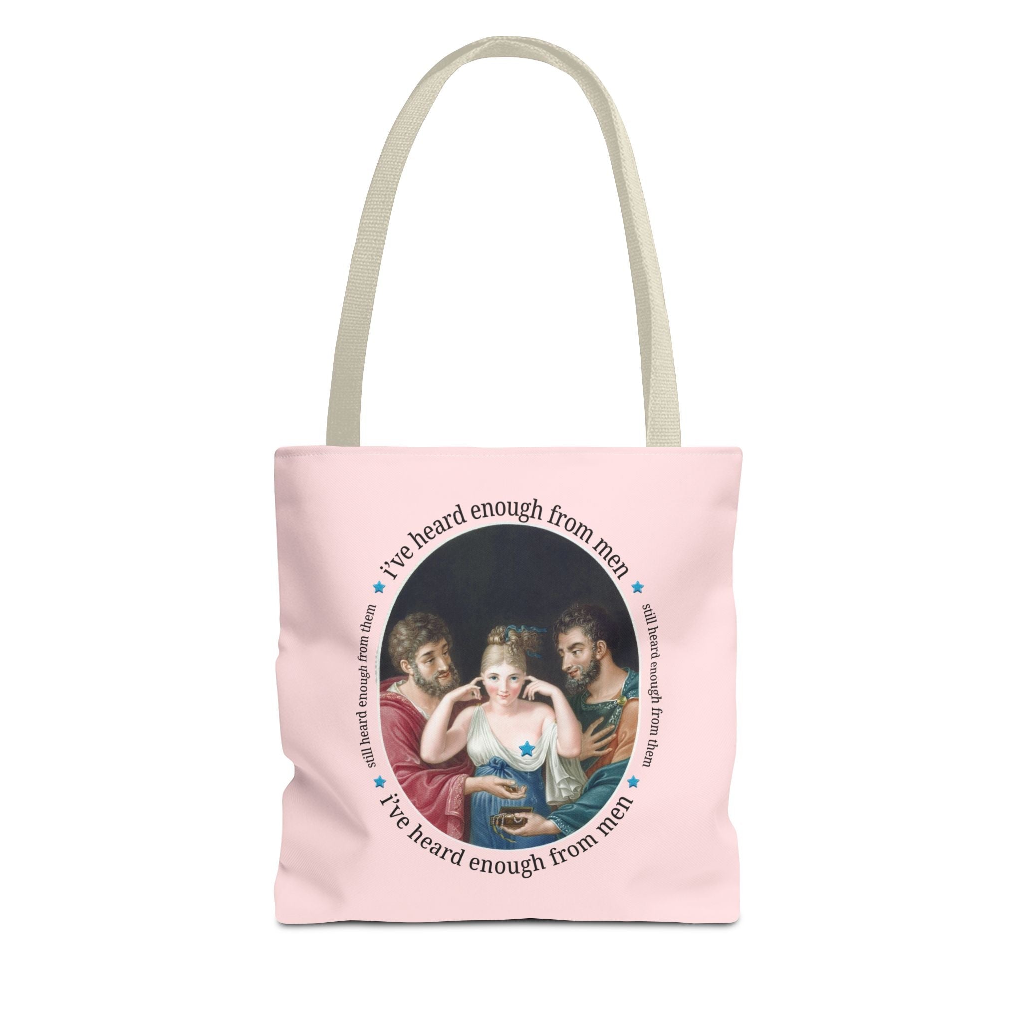I've Heard Enough From Men Feminist Art History Tote Bag, Funny Sarcastic Goblincore Tote with 19th Century Painting, Women's Rights Gift - Opal and June