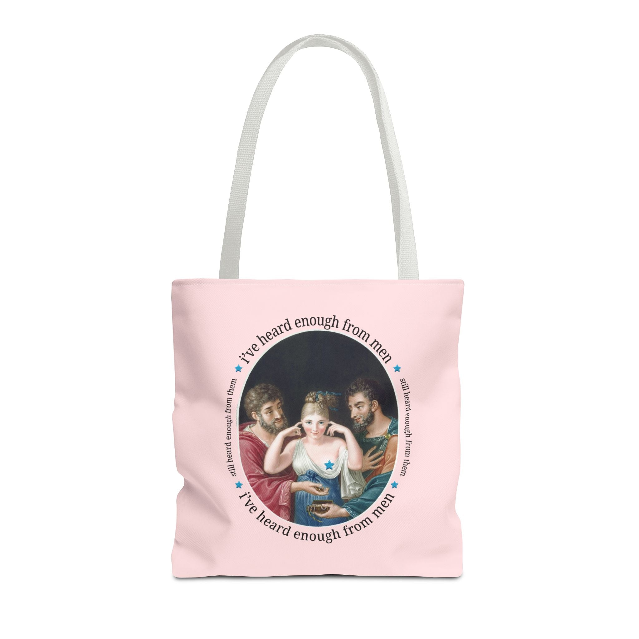 I've Heard Enough From Men Feminist Art History Tote Bag, Funny Sarcastic Goblincore Tote with 19th Century Painting, Women's Rights Gift - Opal and June