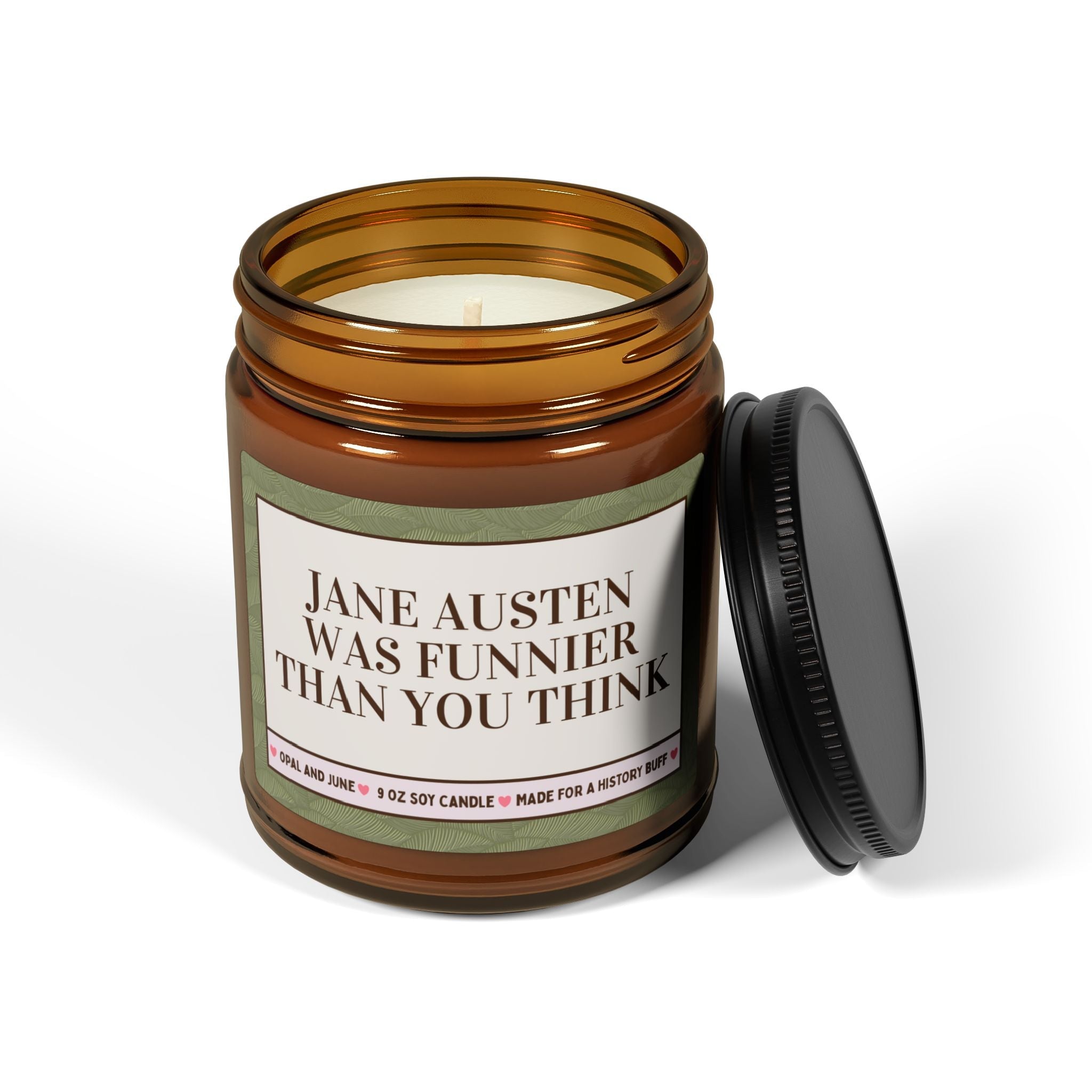 Jane Austen Classic Literature Candle, Historical Romance Reader, Silly Bookish 9 Oz Soy Candle for English Literature Professor or Bookworm - Opal and June