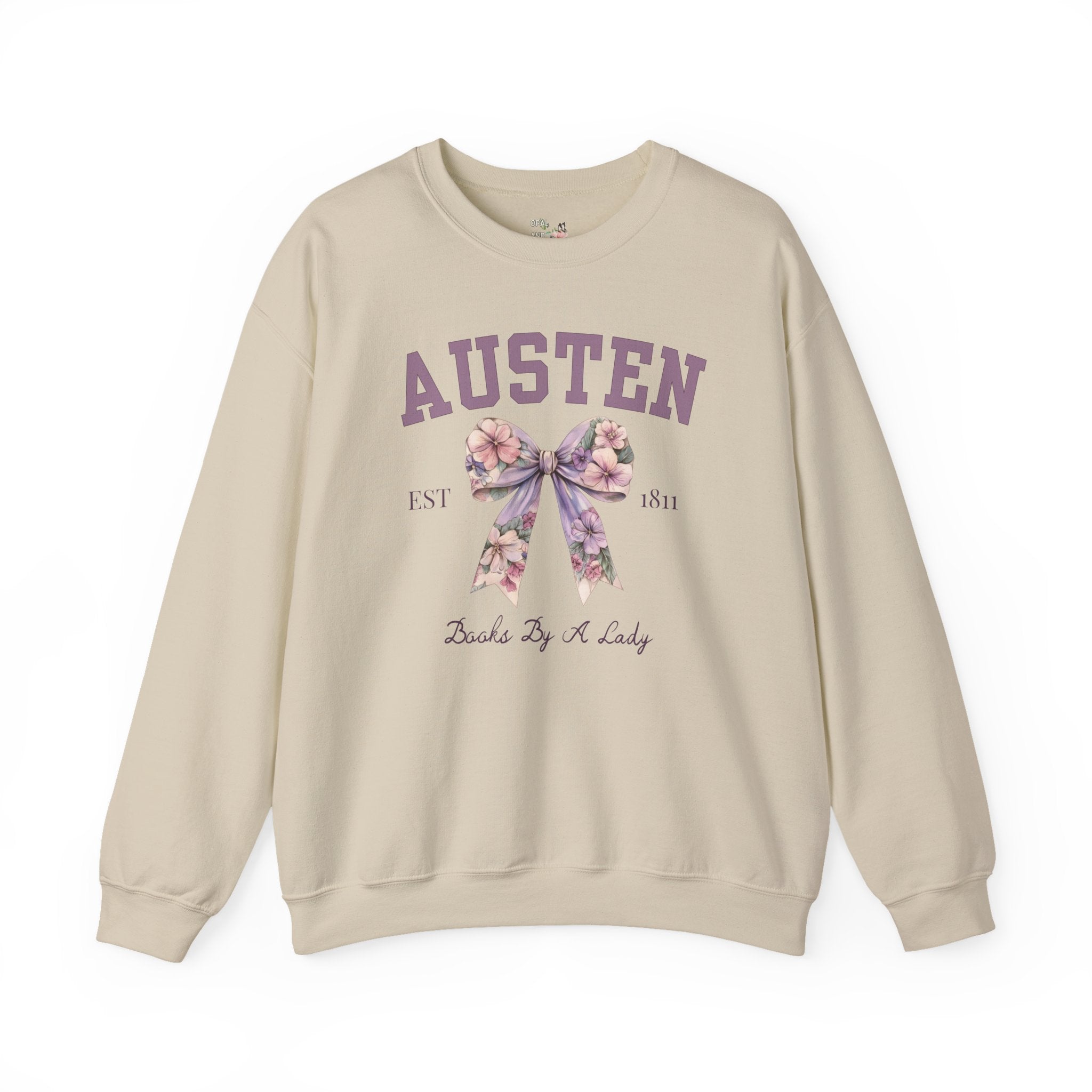 Jane Austen Sweatshirt with Cute Floral Bow: Books by a Lady, Cute Historical Romance Shirt for Bookworm, Classic Literature Romance Reader - Opal and June