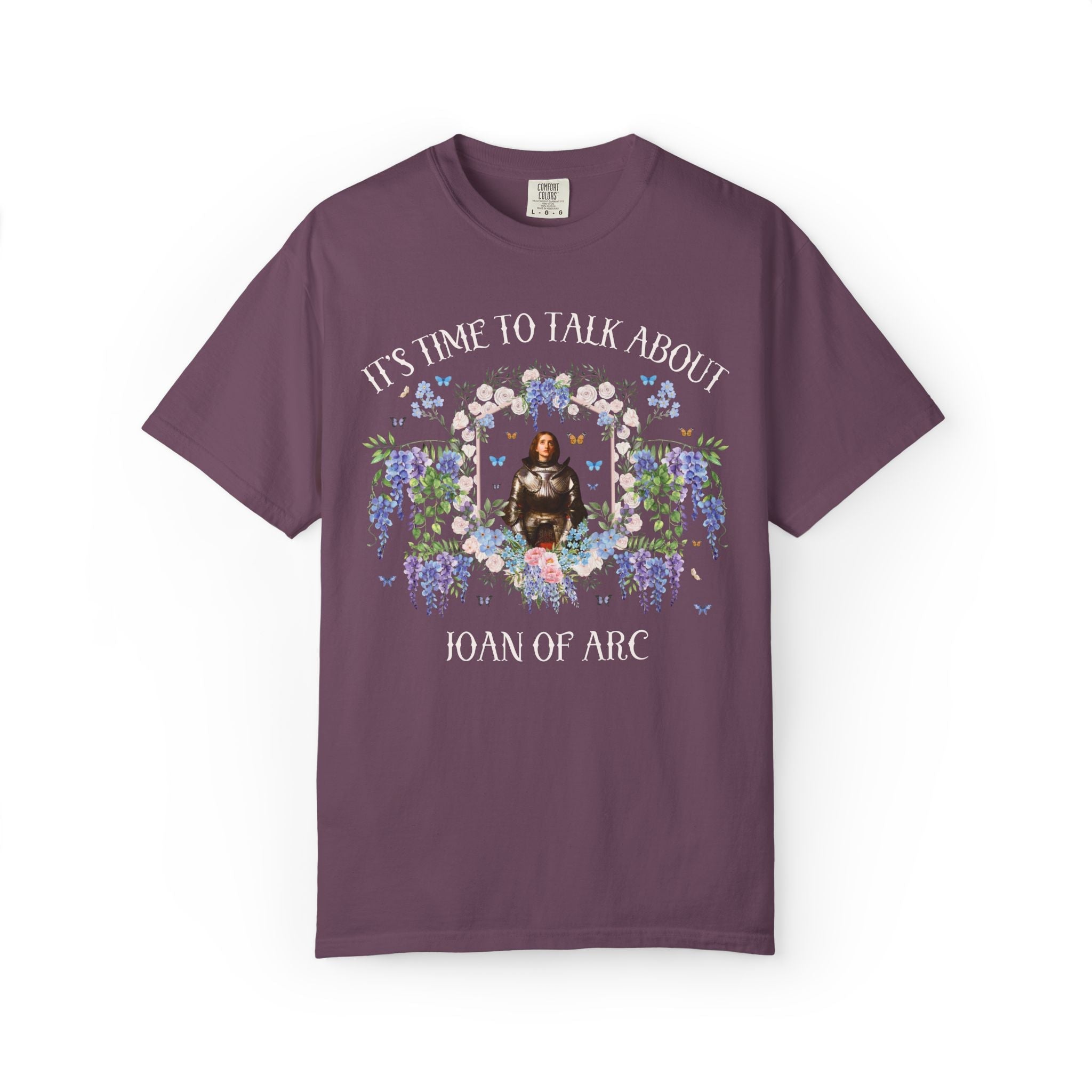 Joan of Arc Art History Tee Shirt with Famous Painting: Floral Goblincore French History Tee, Women's History, Social Studies Teacher Gift - Opal and June