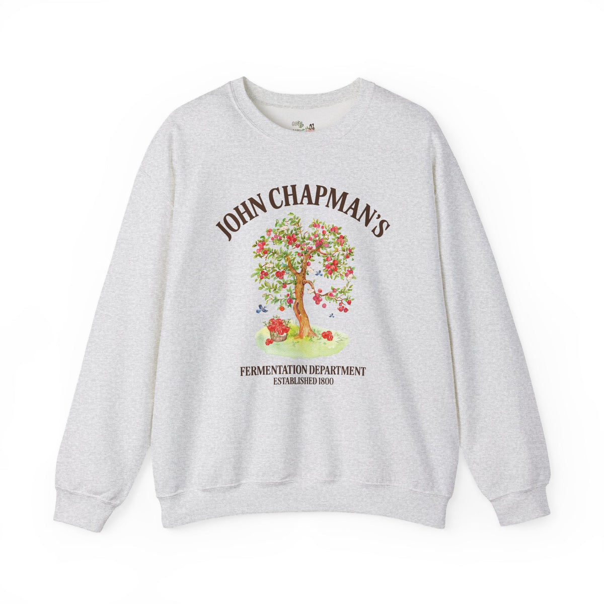 John Chapman's Fermentation Department Sweatshirt: Funny Drinking Johnny Appleseed American Folk Tale History Crewneck for History Buff - Opal and June