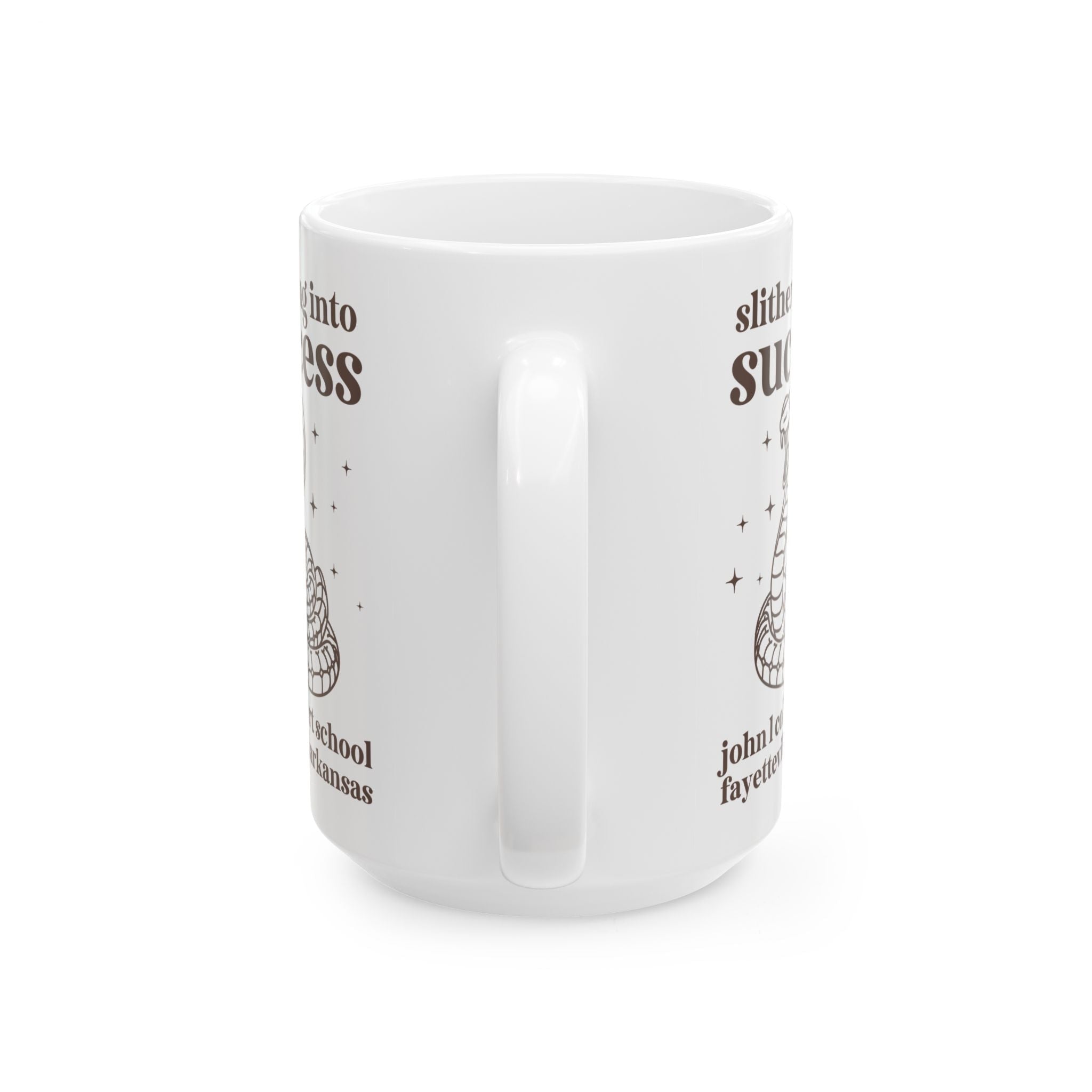 John L Colbert Coffee Mug: Slithering into Success | FPS + Opal and June 15 Oz Coffee Mug, Fayetteville Public Schools - Opal and June