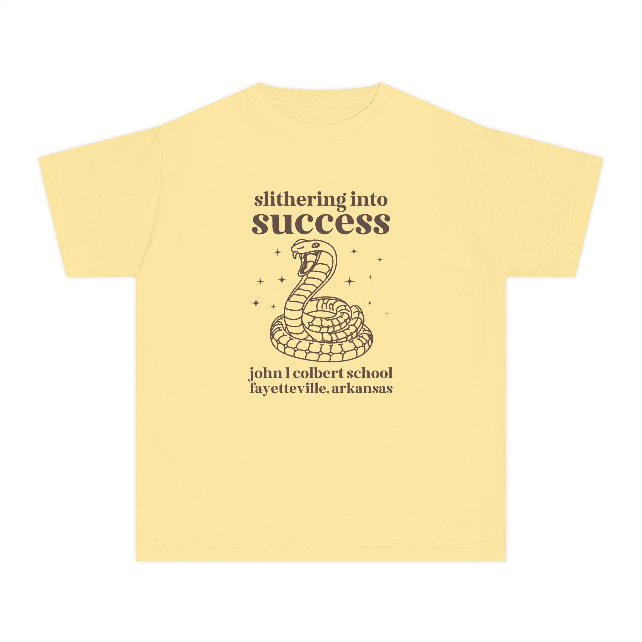 John L Colbert Kids Tee Shirt: Slithering into Success | FPS + Opal and June Kids Tee Shirt, Fayetteville Public Schools - Opal and June
