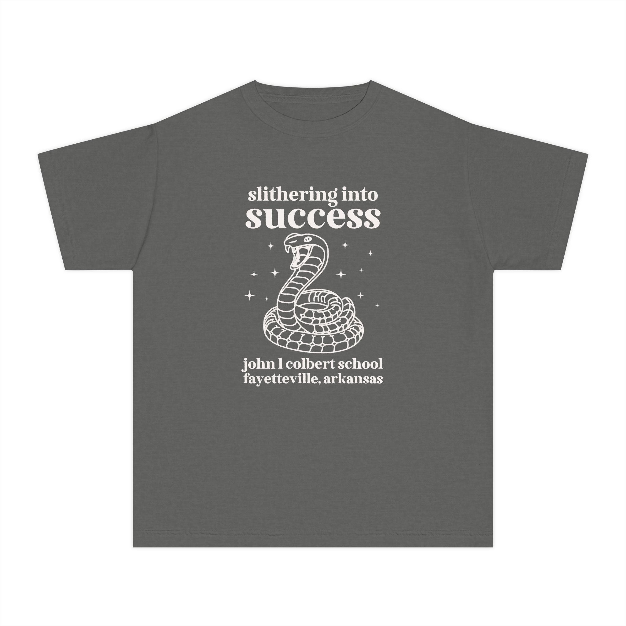 John L Colbert Kids Tee Shirt: Slithering into Success | FPS + Opal and June Kids Tee Shirt, Fayetteville Public Schools - Opal and June