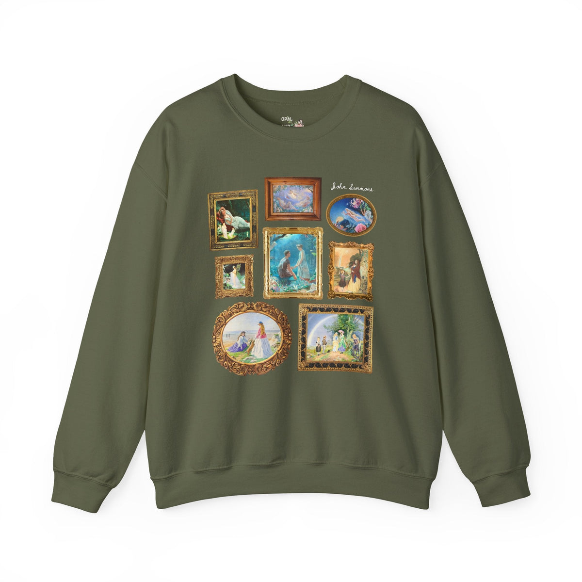 John Simmons Art History Lover Sweatshirt: Famous Paintings | Colorful Fairycore William Shakespeare Crewneck for Book Lover, Art Historian - Opal and June