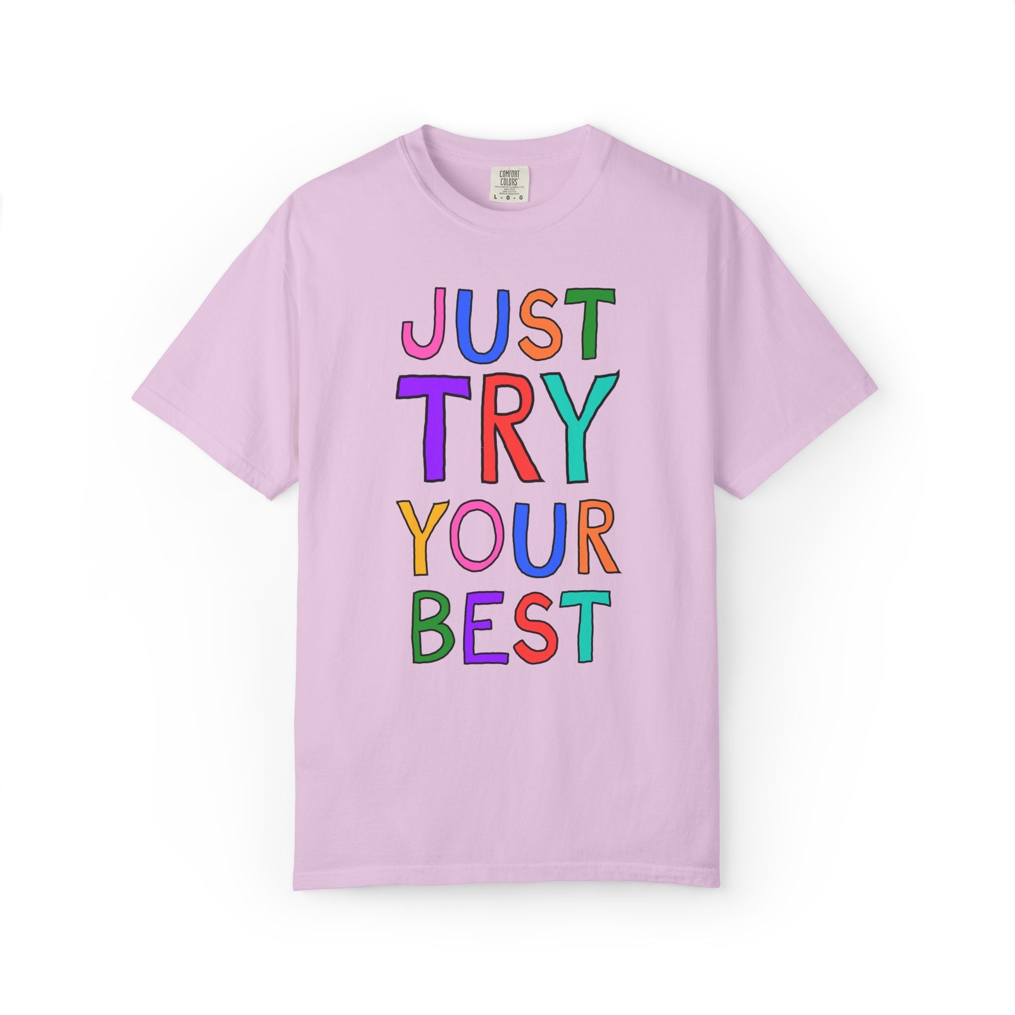 Just Try Your Best Testing Day T-Shirt for Elementary Teacher Team, Kitschy Nostalgic Positive Affirmation Tee for School Office Staff - Opal and June