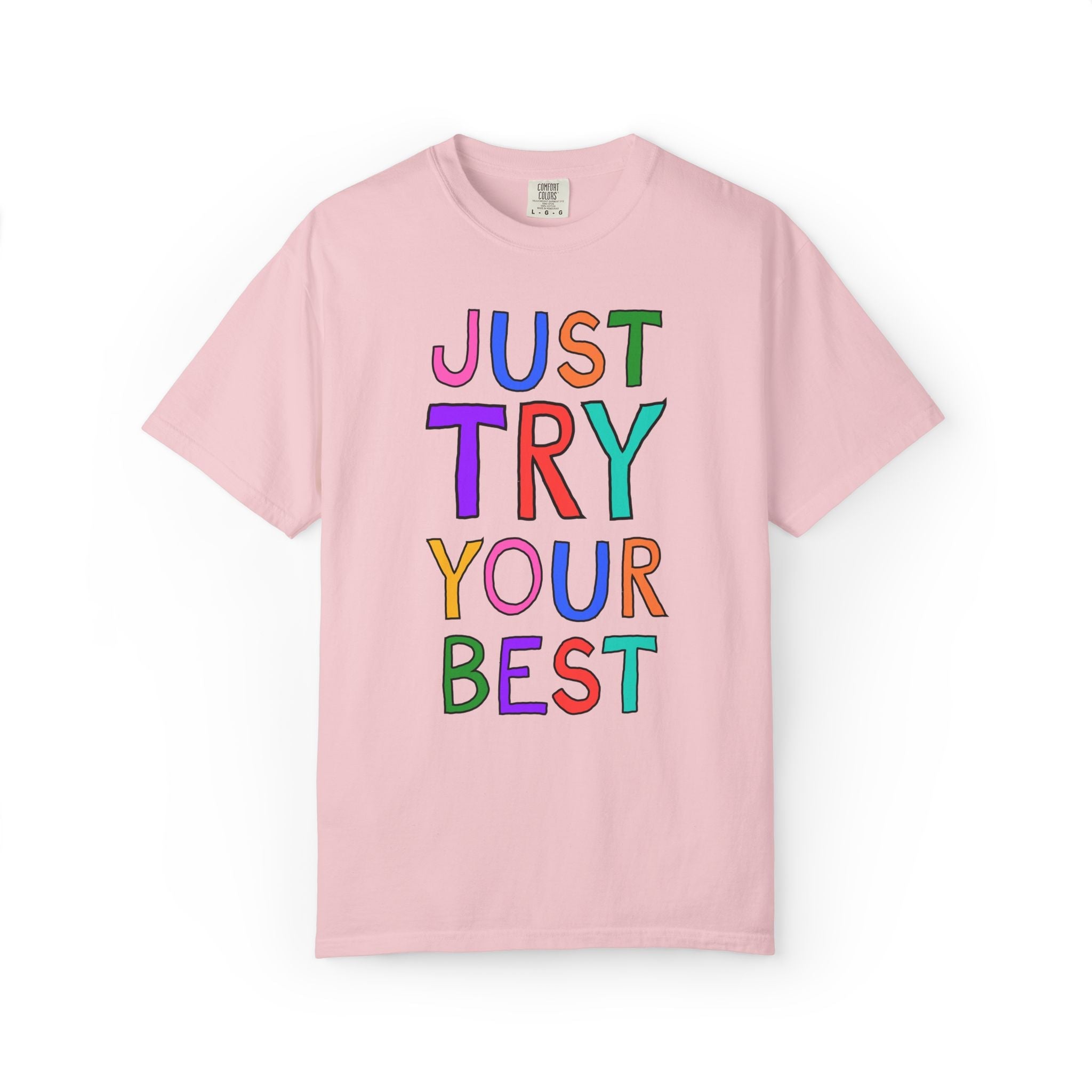 Just Try Your Best Testing Day T-Shirt for Elementary Teacher Team, Kitschy Nostalgic Positive Affirmation Tee for School Office Staff - Opal and June