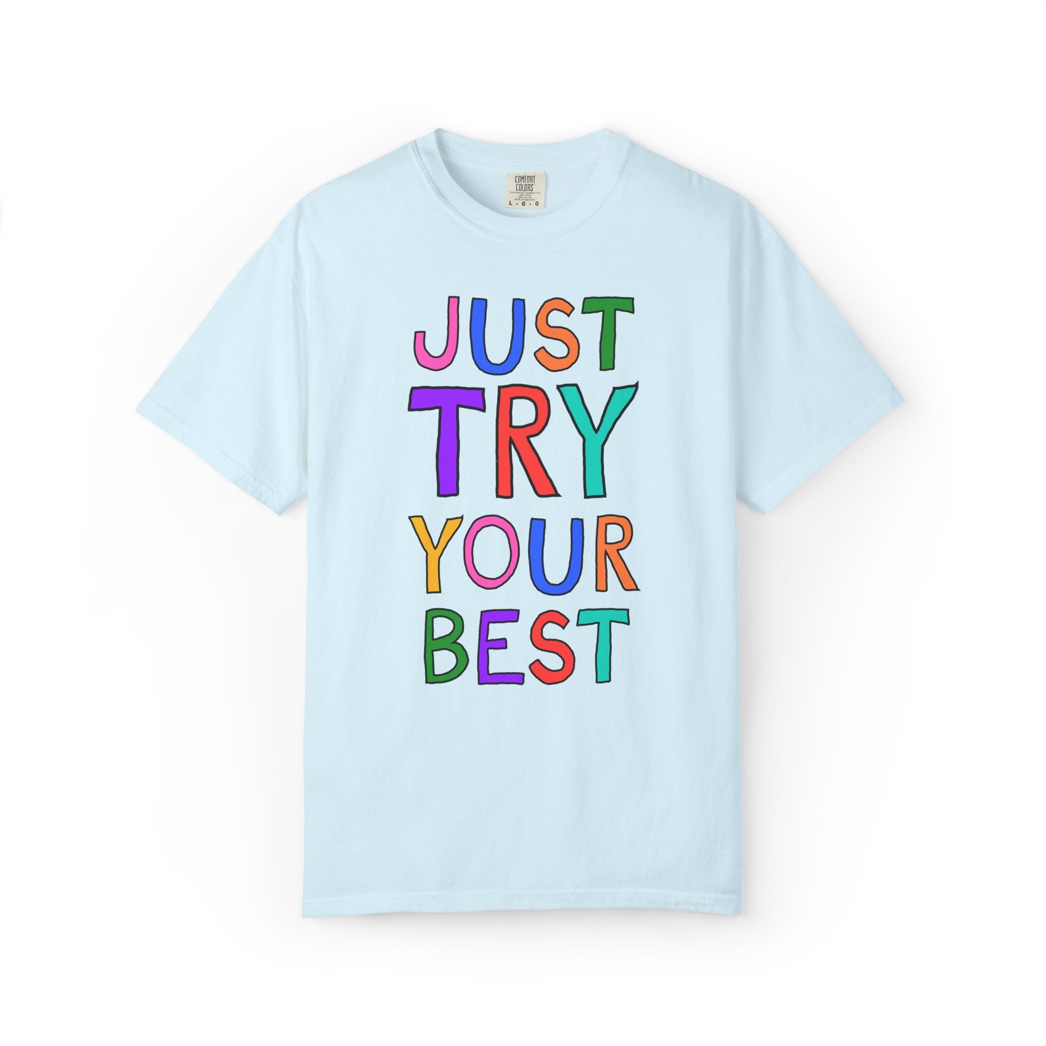 Just Try Your Best Testing Day T-Shirt for Elementary Teacher Team, Kitschy Nostalgic Positive Affirmation Tee for School Office Staff - Opal and June