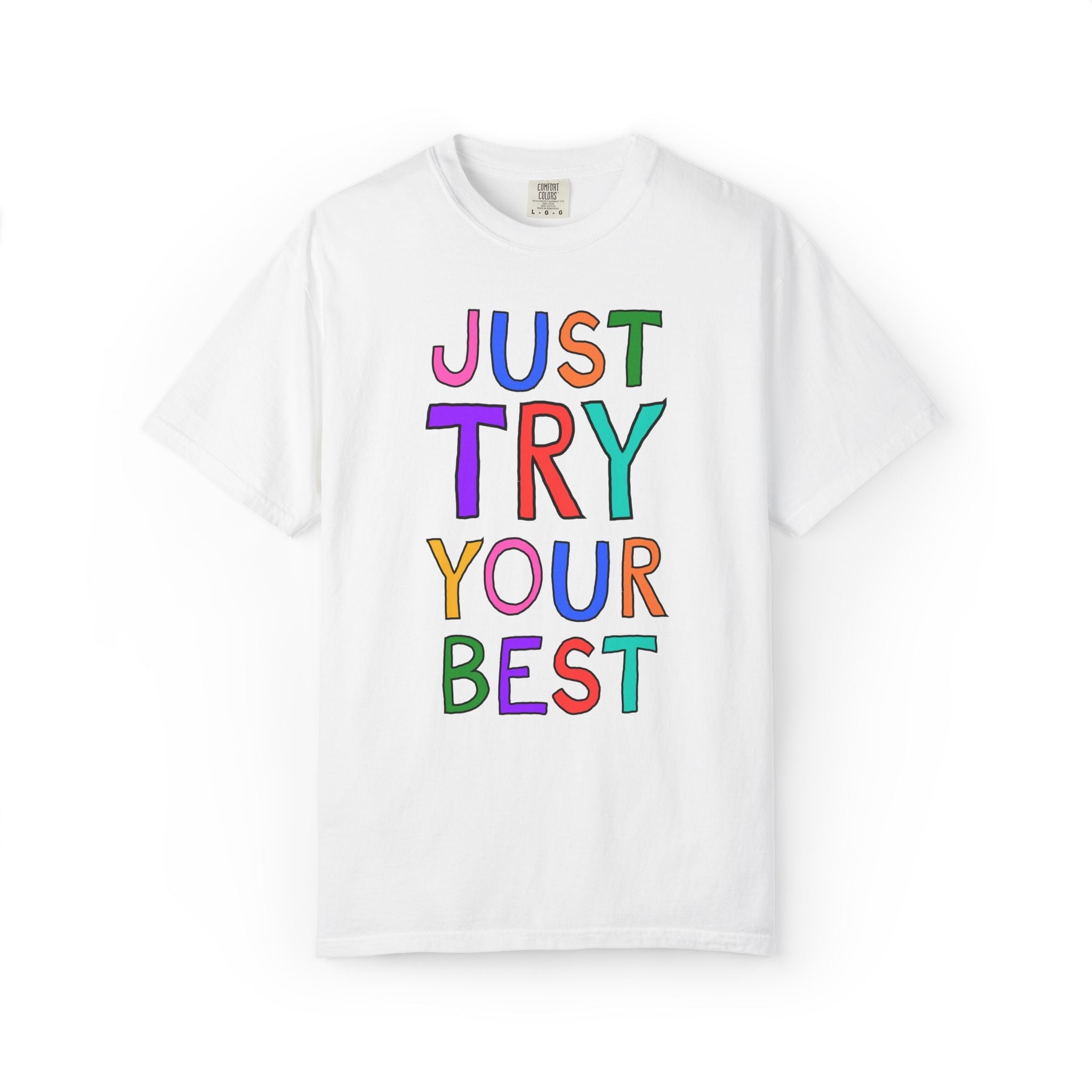 Just Try Your Best Testing Day T-Shirt for Elementary Teacher Team, Kitschy Nostalgic Positive Affirmation Tee for School Office Staff - Opal and June