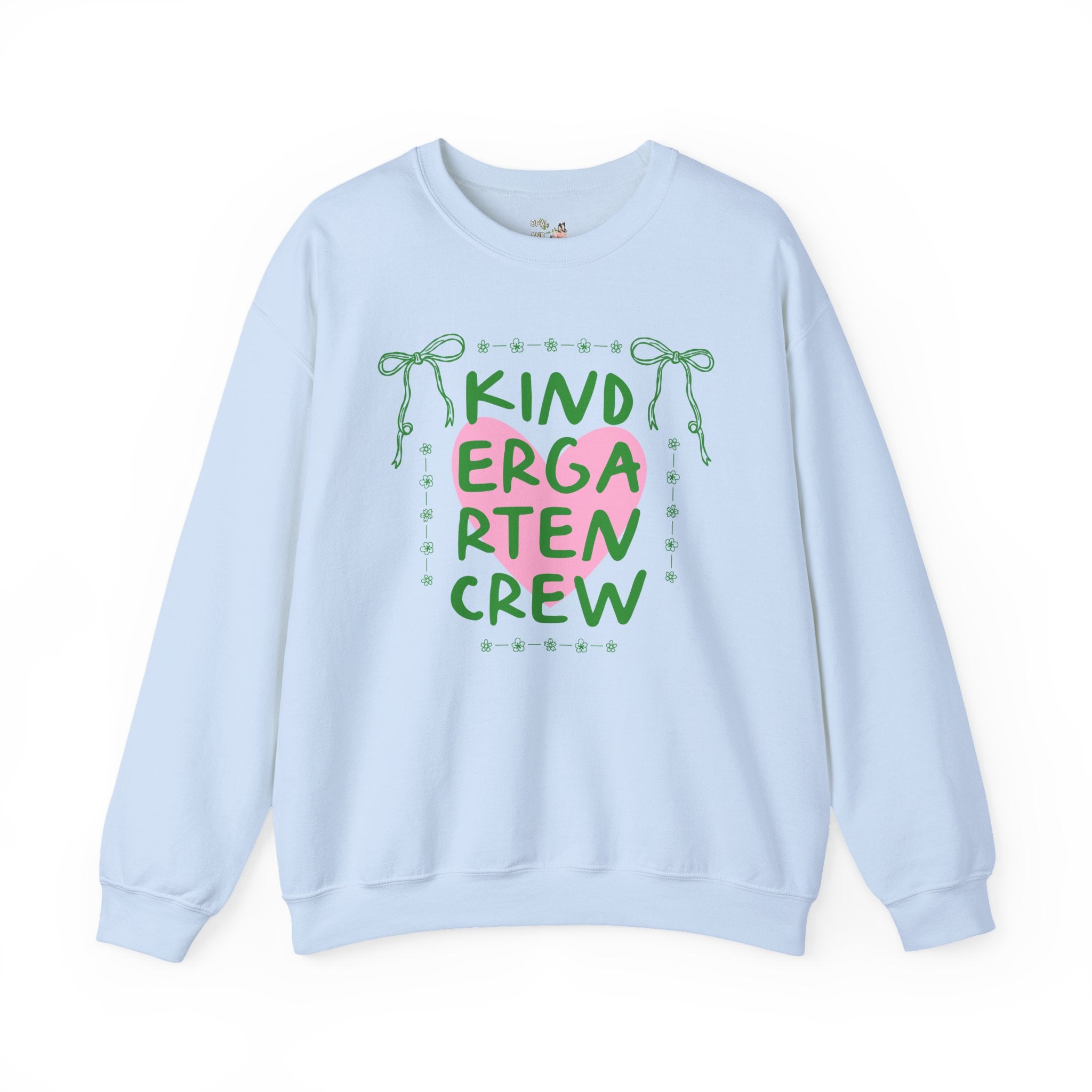 Kindergarten Crew Matching Teacher Sweatshirt, Back To School Kindergarten Team Crewneck for First Day of School or Meet the Teacher Night - Opal and June