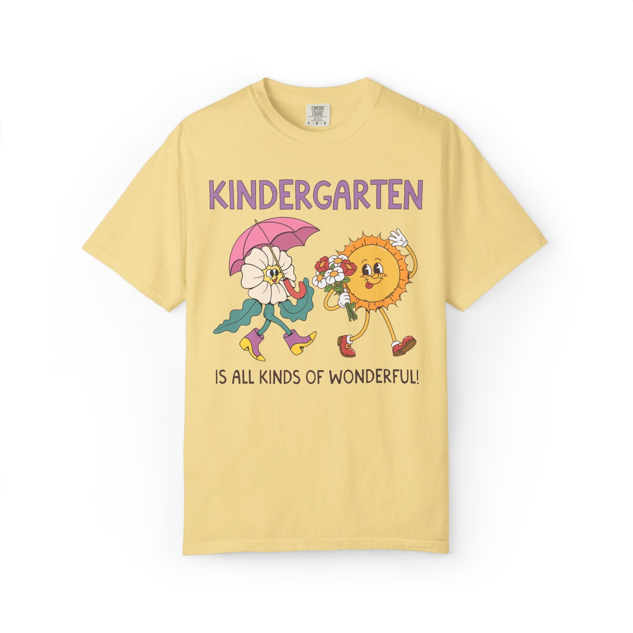 Kindergarten is All Kinds of Wonderful Teacher Team Tee Shirt for Back to School: Cute New School Year T-Shirt, First Year Teacher or Para - Opal and June