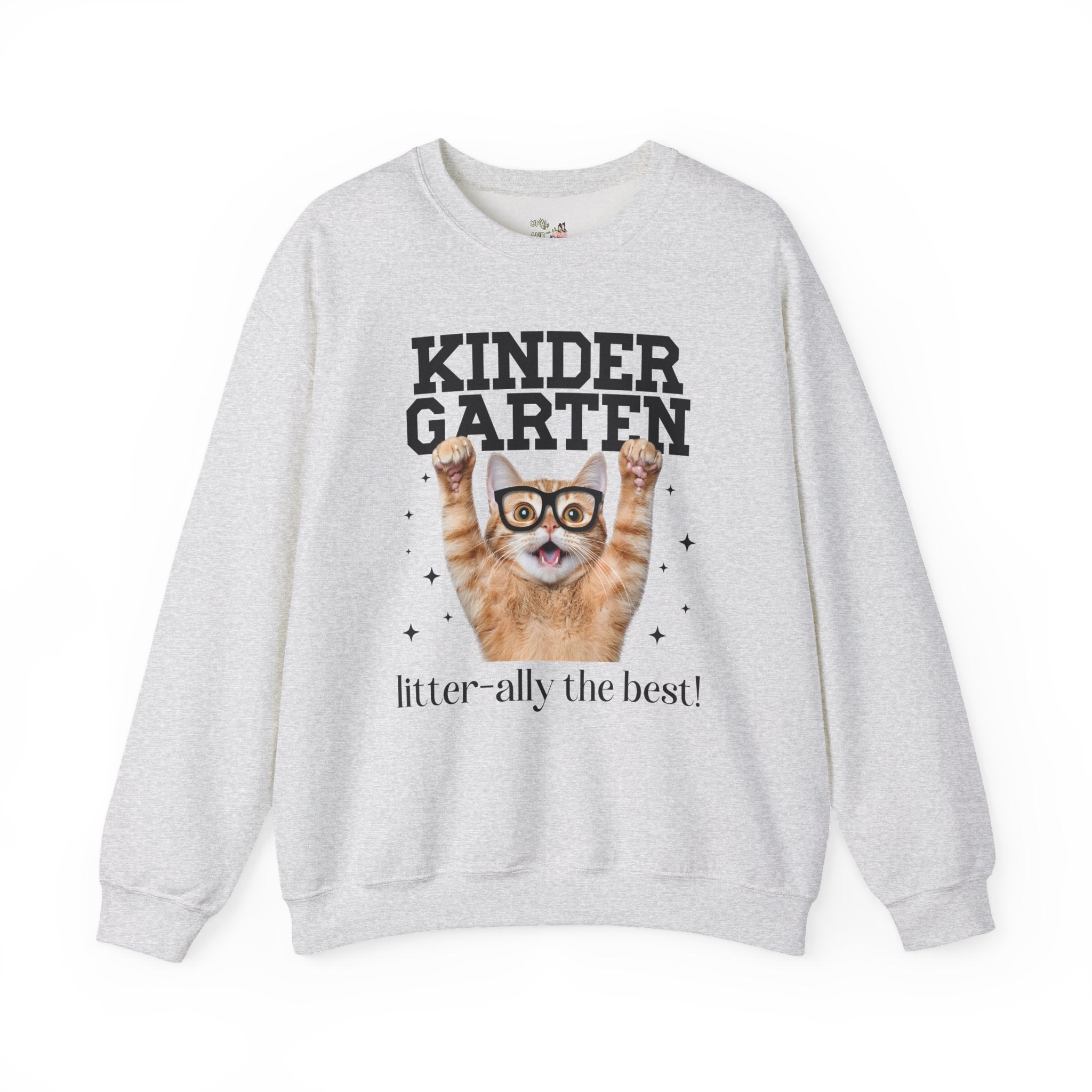 Kindergarten Teacher Cat Lover Sweatshirt for Back to School, Funny Saying Cat Mom or Cat Dad Gift, First Day of School Teacher Team Shirt - Opal and June