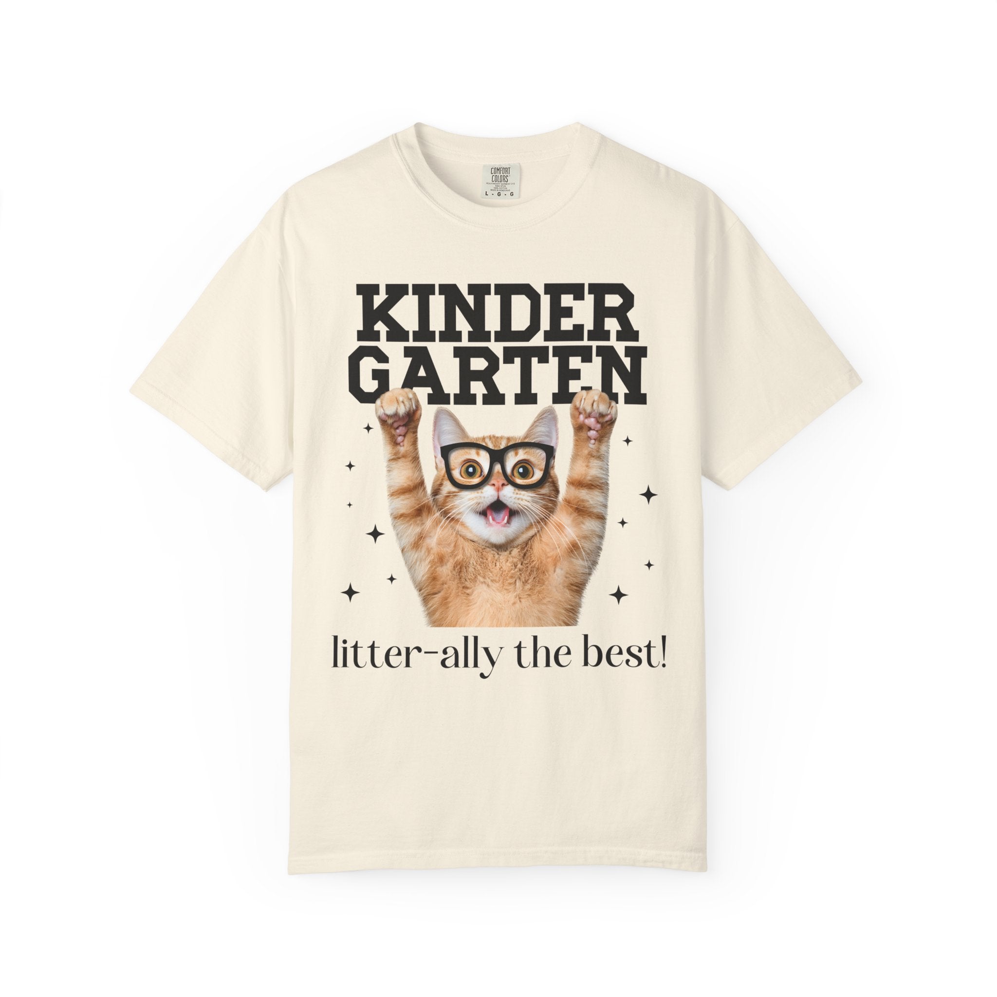 Kindergarten Teacher Cat Lover Tee Shirt for Back to School, Funny Saying Cat Mom or Cat Dad Gift, First Day of School Teacher Team Shirt - Opal and June