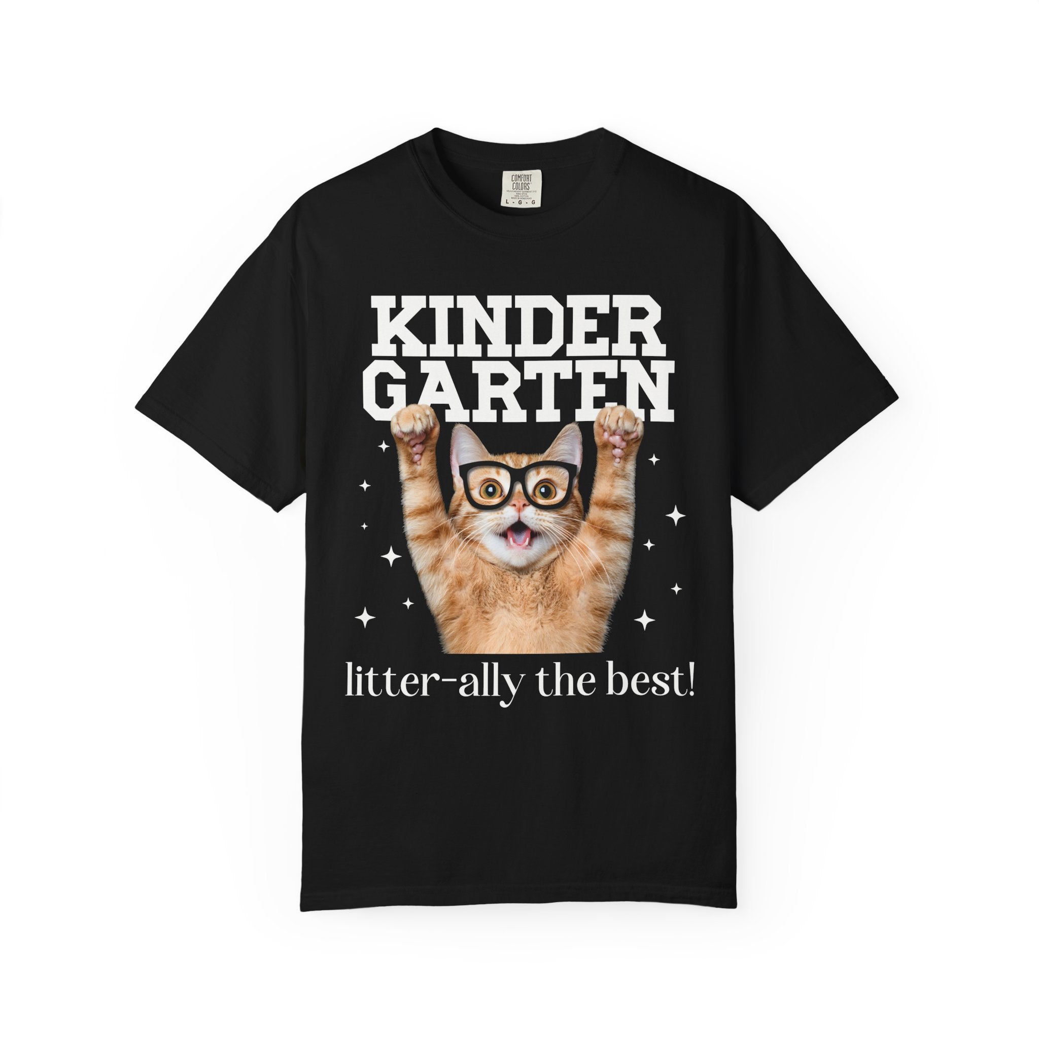 Kindergarten Teacher Cat Lover Tee Shirt for Back to School, Funny Saying Cat Mom or Cat Dad Gift, First Day of School Teacher Team Shirt - Opal and June